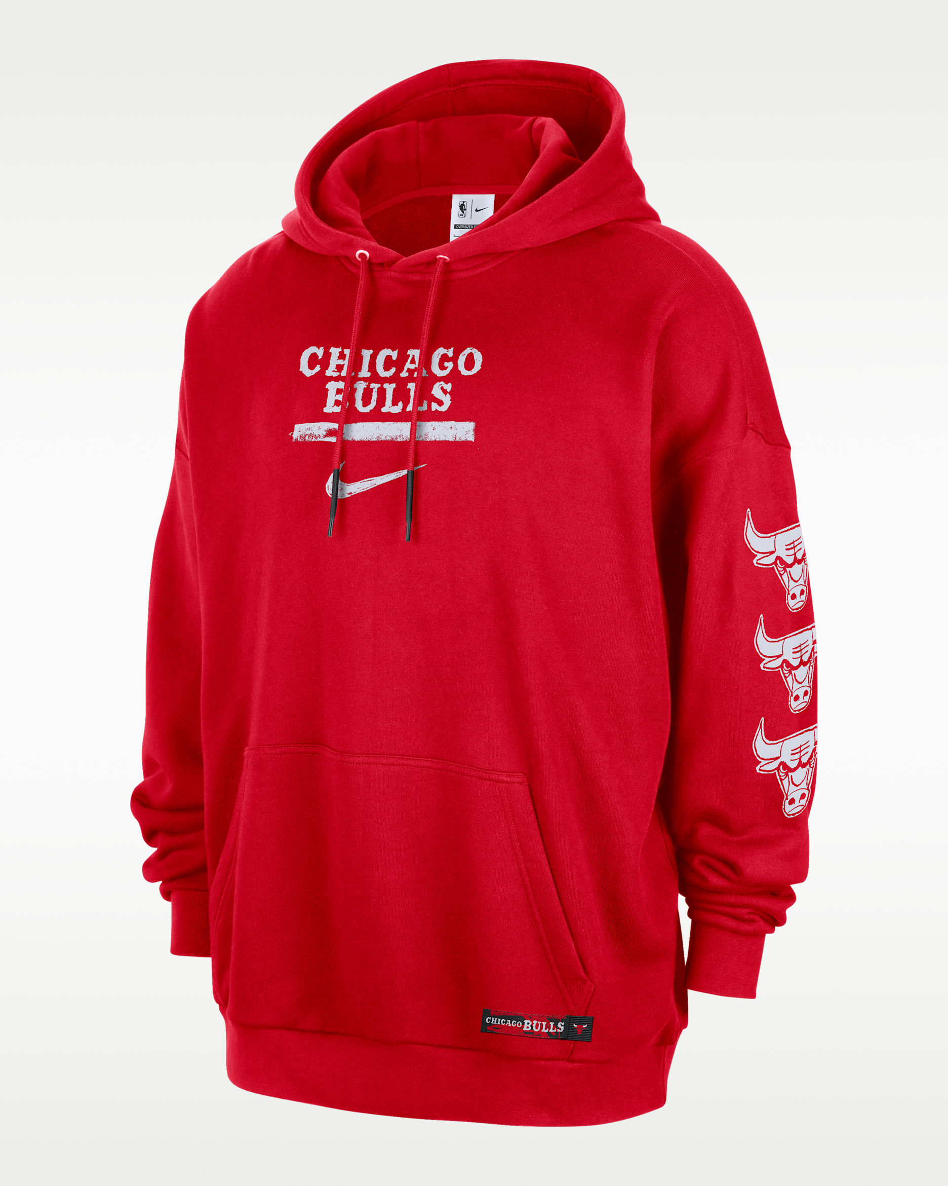 Hoodie pullover NBA Jordan Club Premium Chicago Bulls Courtside para homem - Vermelho University/Preto