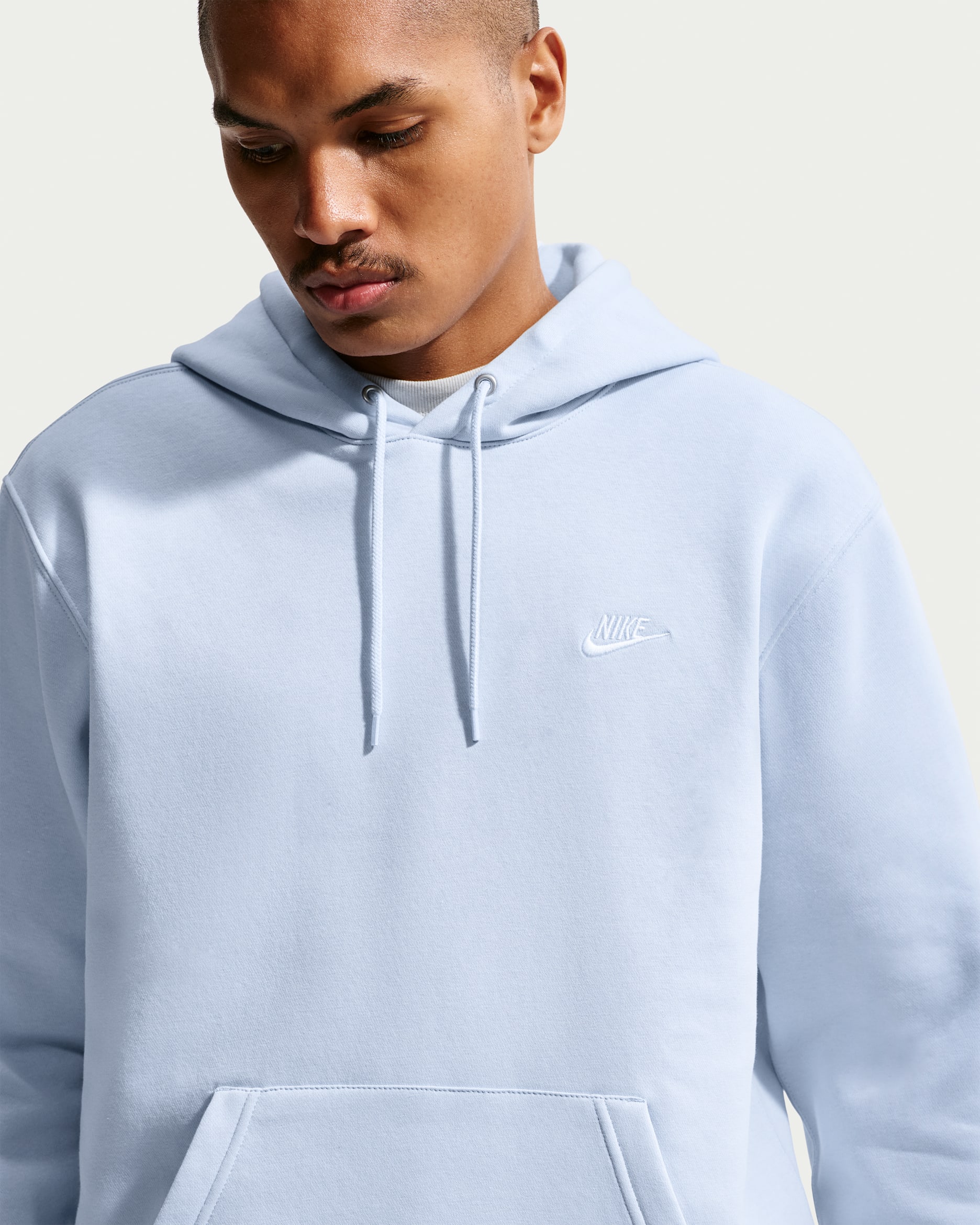 Sudadera con gorro sin cierre de tejido Fleece para hombre Nike Club - Azul hidrógeno/Azul hidrógeno/Blanco
