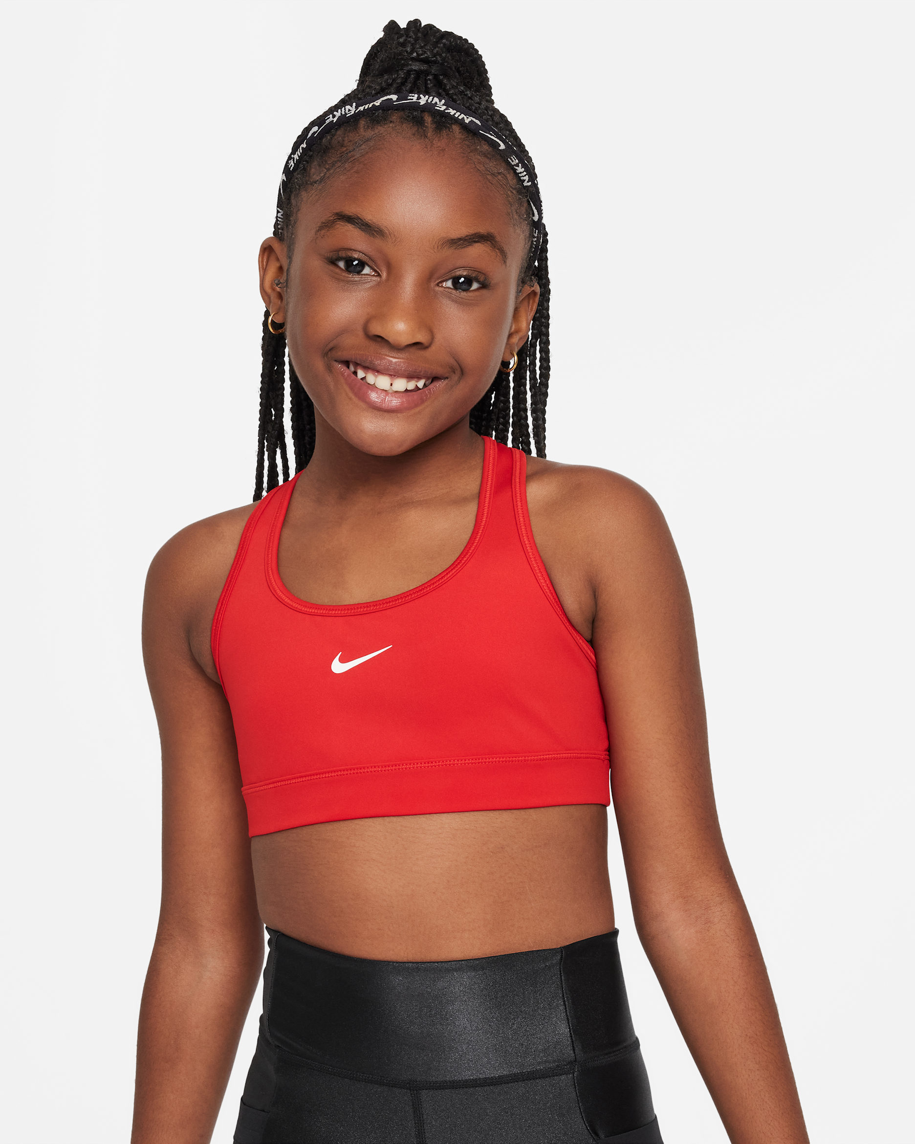 Bra deportivo para niña Nike Swoosh - Rojo universitario/Blanco