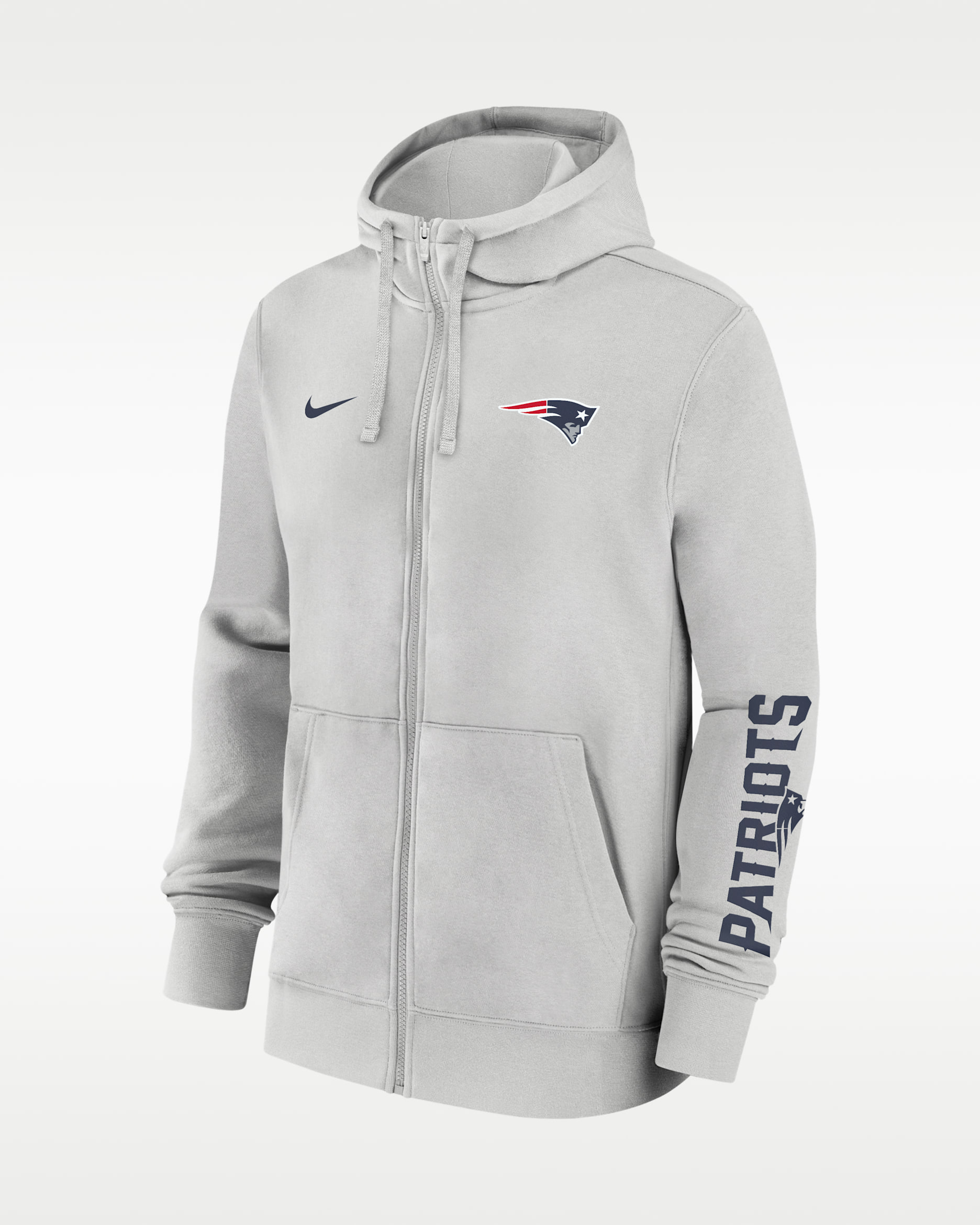 New England Patriots Club Men's Nike NFL Full-Zip Hoodie - Grey
