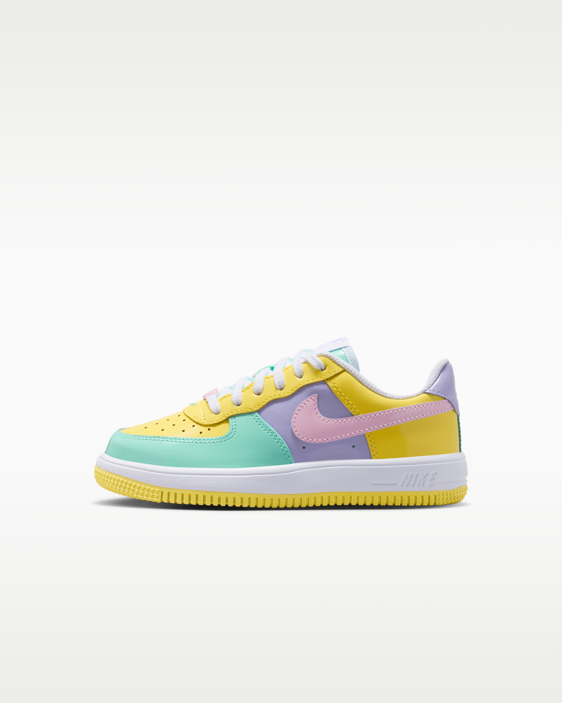 Nike Force 1 Low Little Kids' Shoes - Yellow Pulse/Hydrangeas/Emerald Rise/Pink Foam