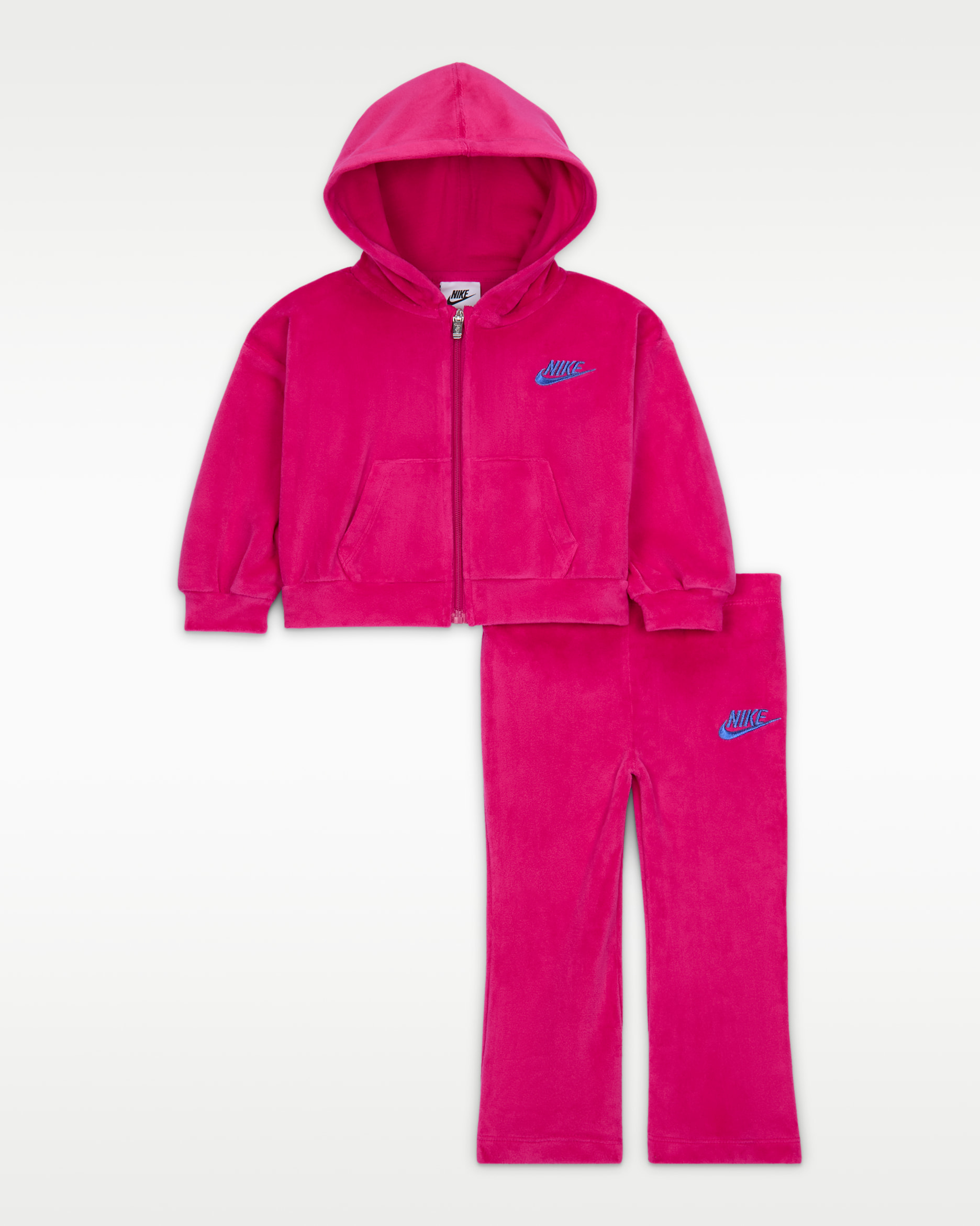 Dvoudílná sametová souprava Nike s legínami s rozšířenými nohavicemi pro kojence (12–24 měsíců) - Fireberry