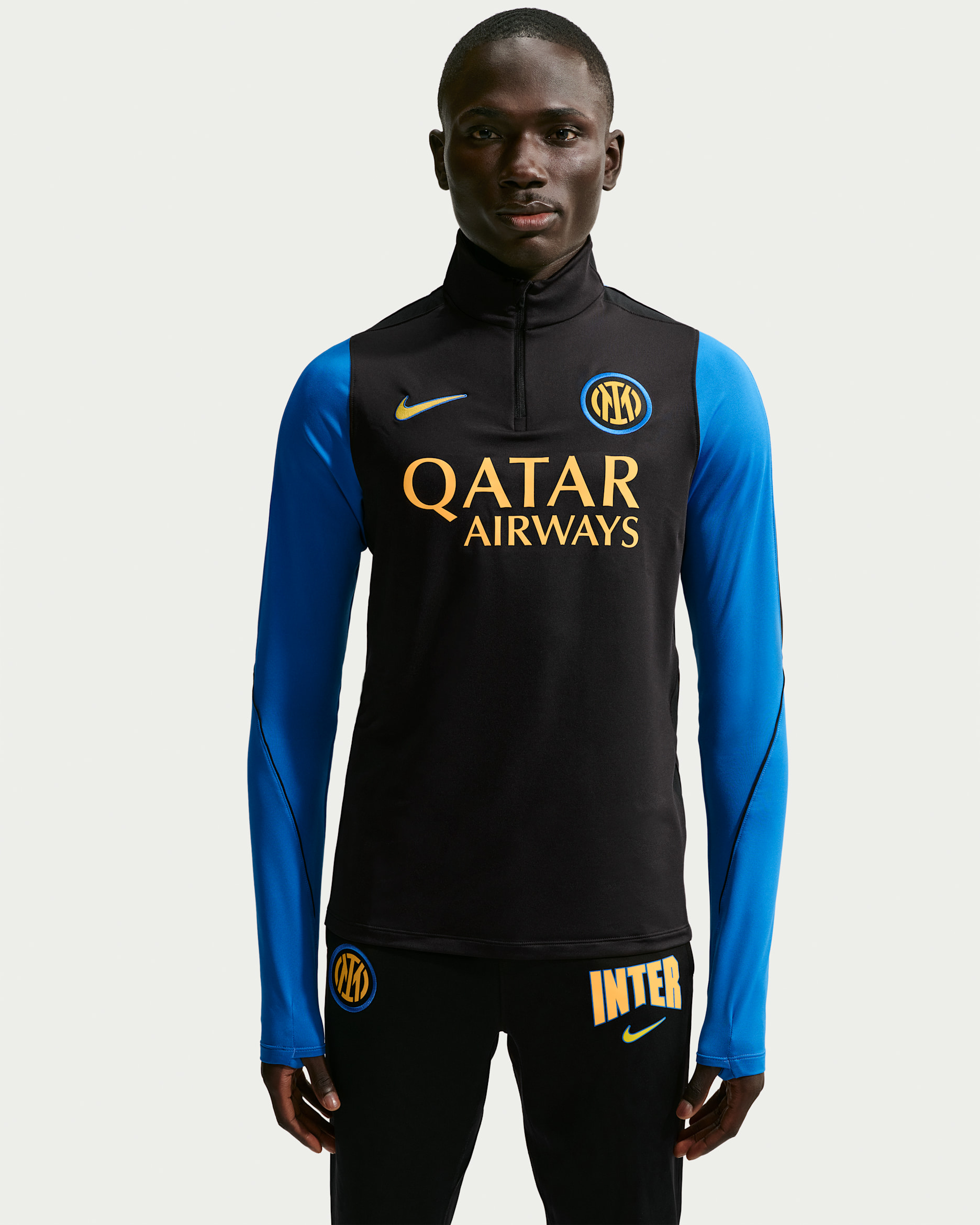 Stickad fotbollsträningströja Inter Milan Strike Third Nike Dri-FIT för män - Svart/Blue Spark/Svart/Tour Yellow