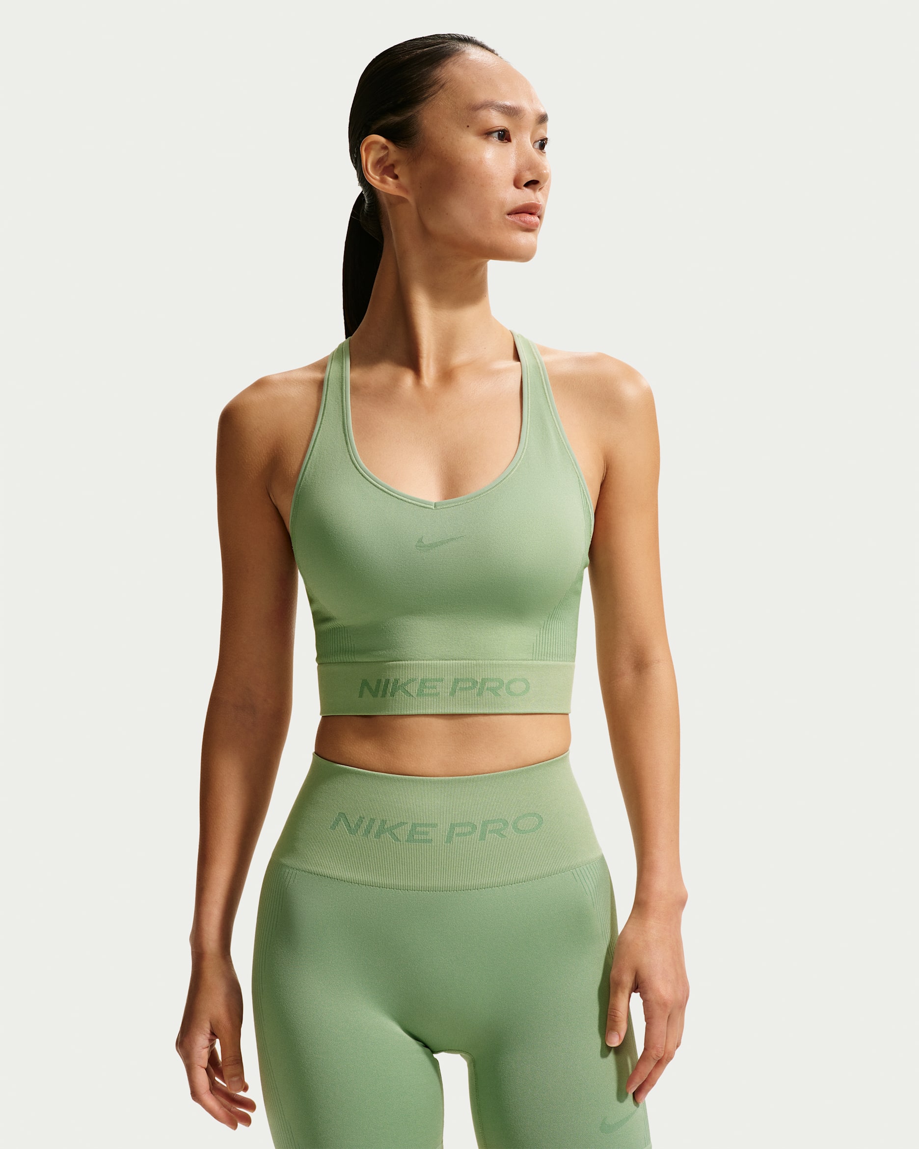 나이키 프로 심리스 여성 드라이 핏 크롭 탱크 탑 - 스팀