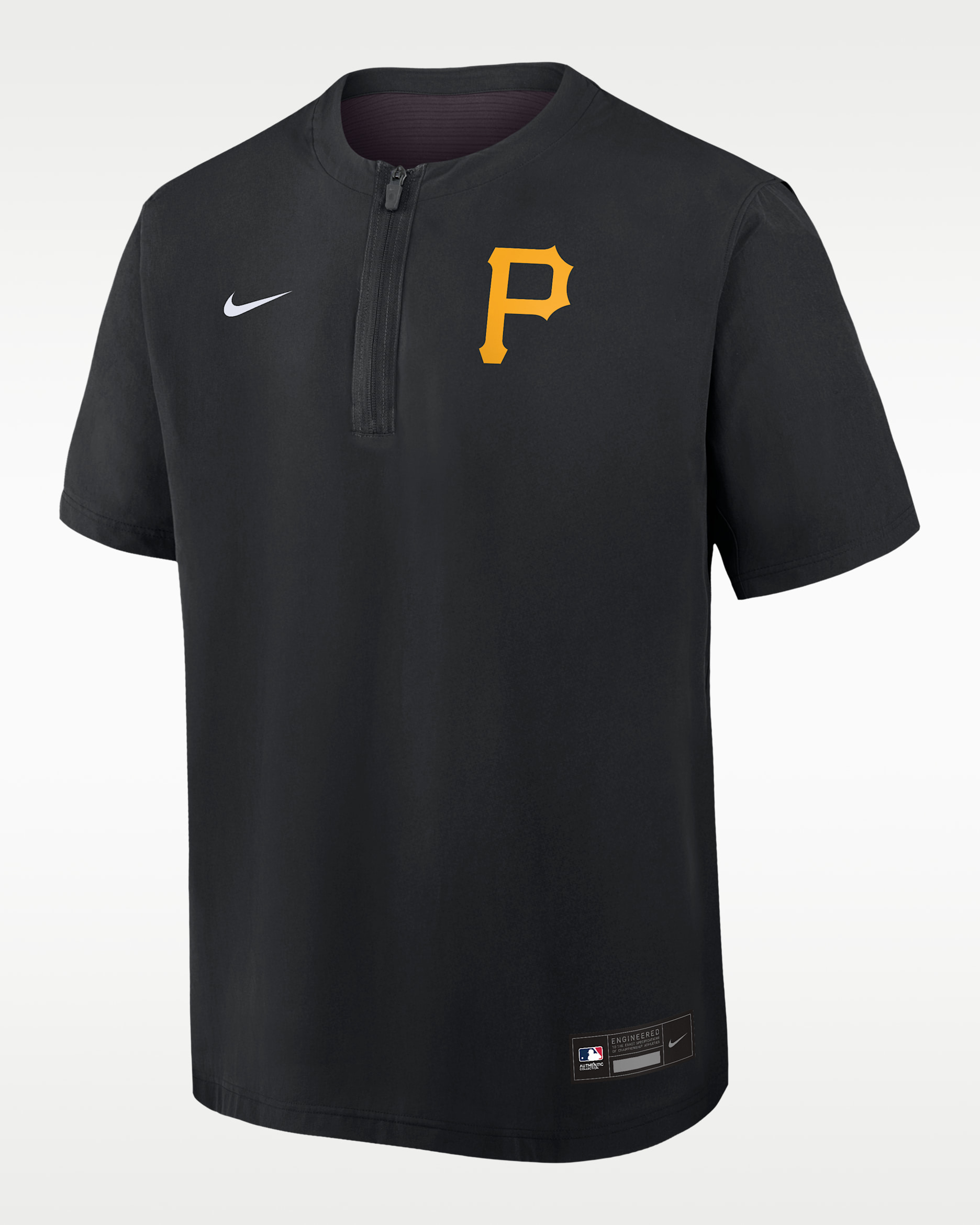 Pittsburgh Pirates Authentic Collection Men's Nike Dri-FIT MLB 1/4-Zip Short-Sleeve Windshirt - Black