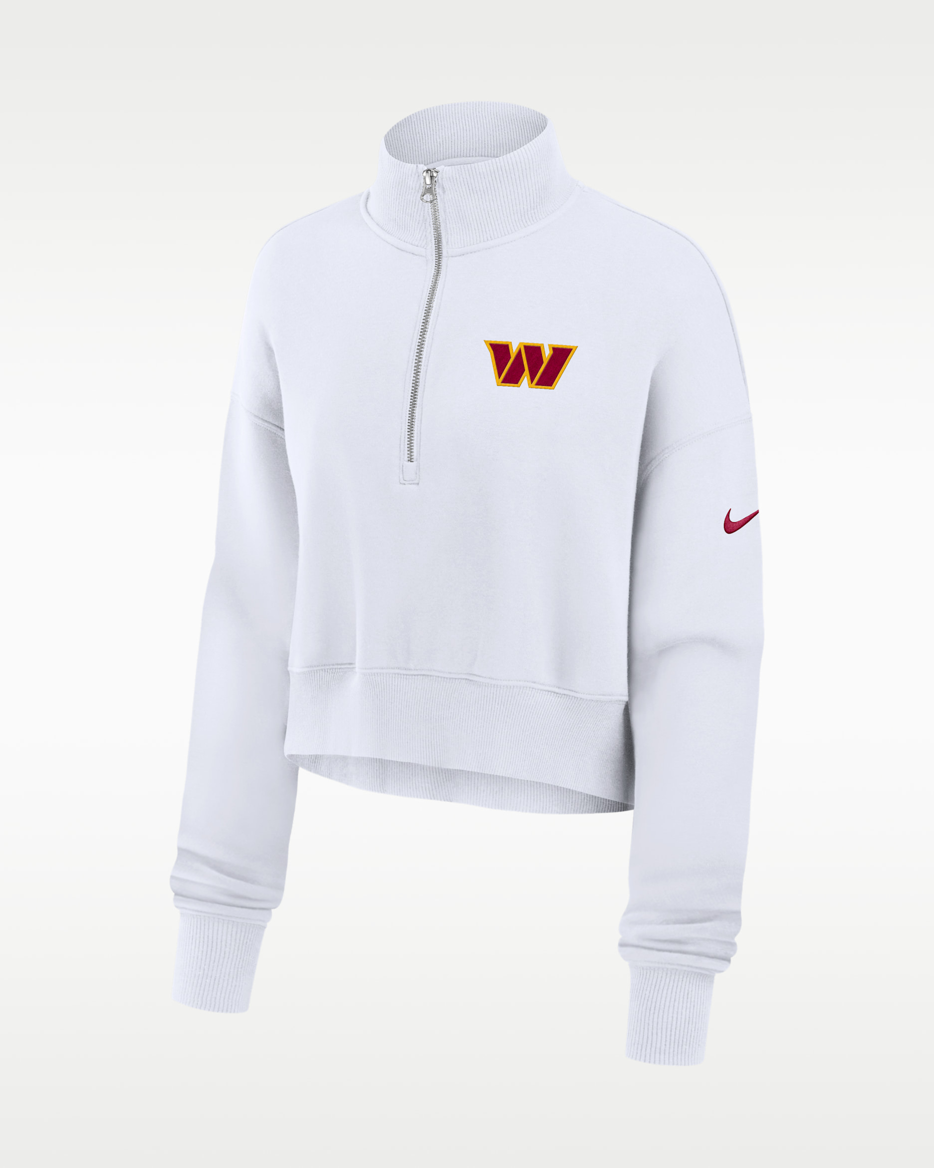 Washington Commanders Primetime Phoenix Women's Nike NFL Oversized Cropped 1/4-Zip Crew - White