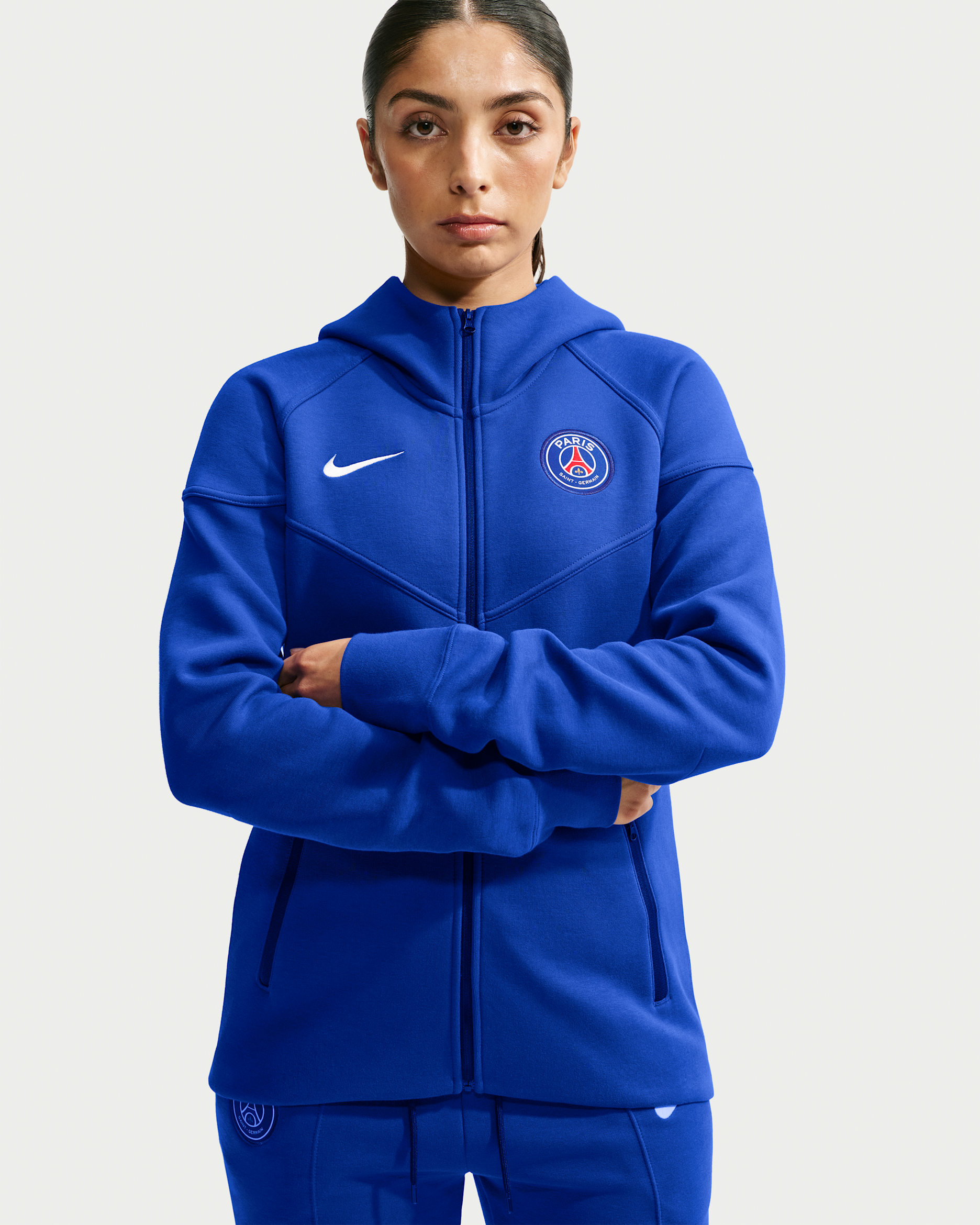 Paris Saint-Germain Tech Fleece Windrunner Nike voetbalhoodie met rits over de hele lengte voor dames - Old Royal/Wit