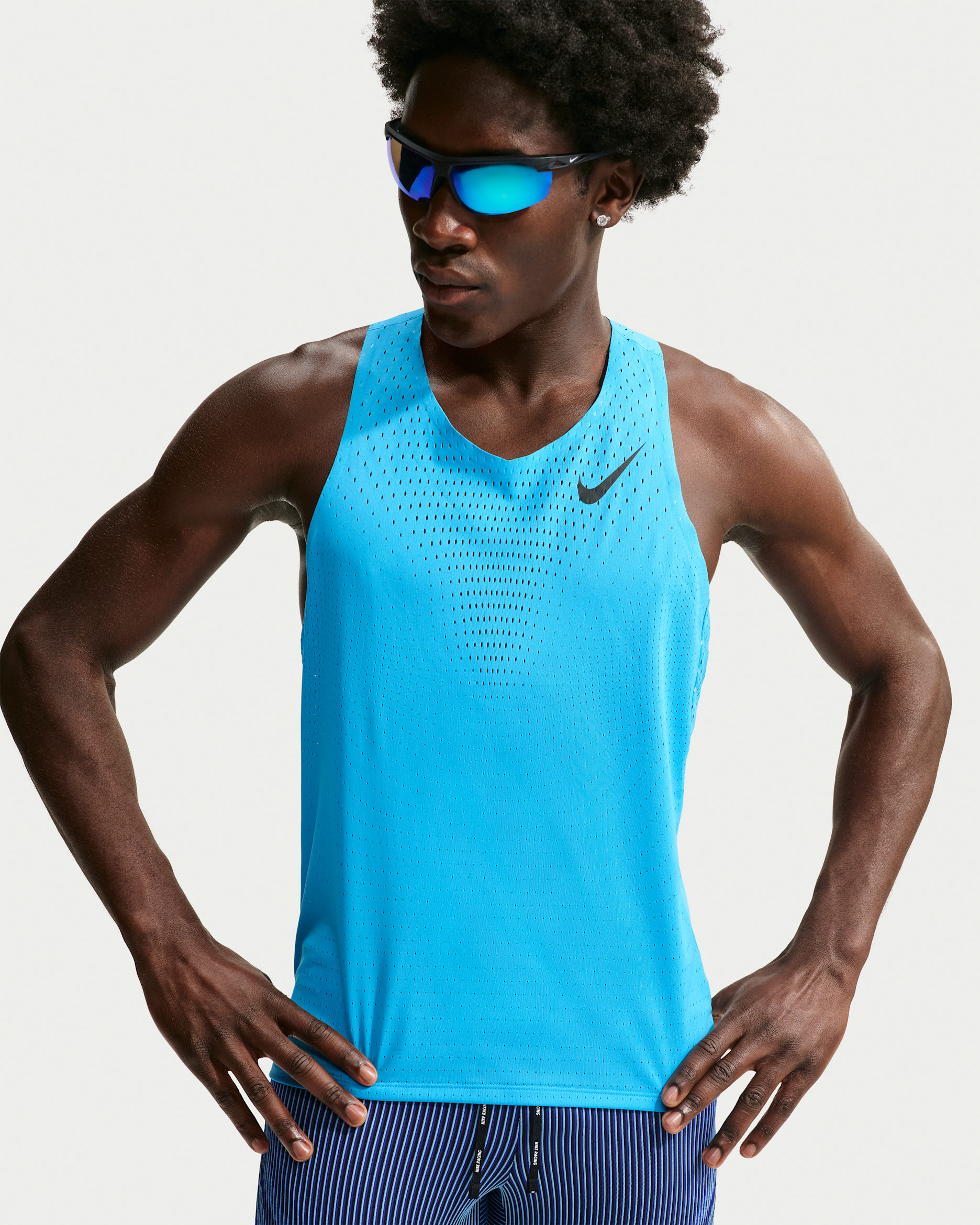 Maillot de running Dri-FIT ADV Nike AeroSwift pour homme - Light Current Blue/Noir