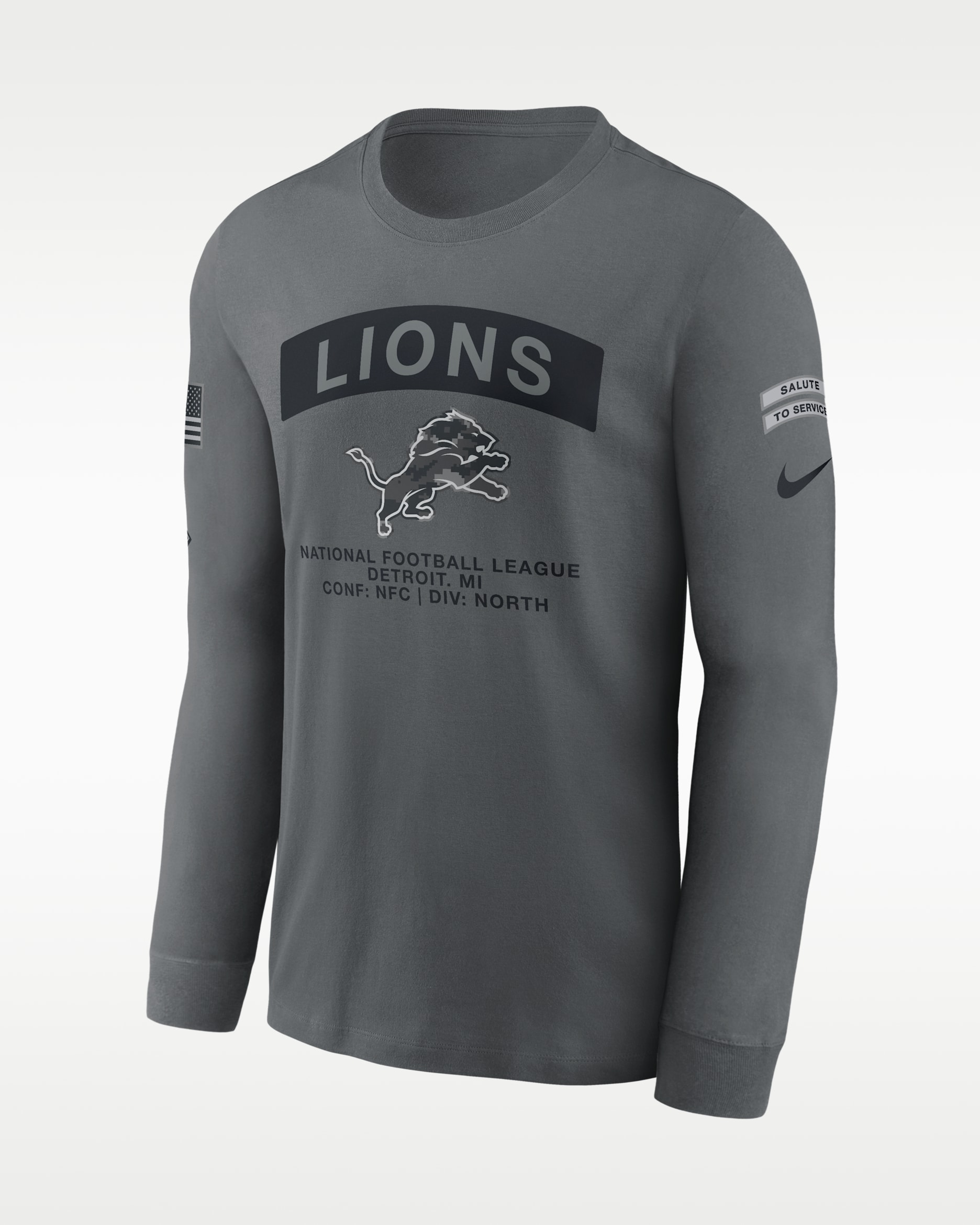 Detroit Lions Salute to Service Men's Nike NFL Long-Sleeve T-Shirt - Grey