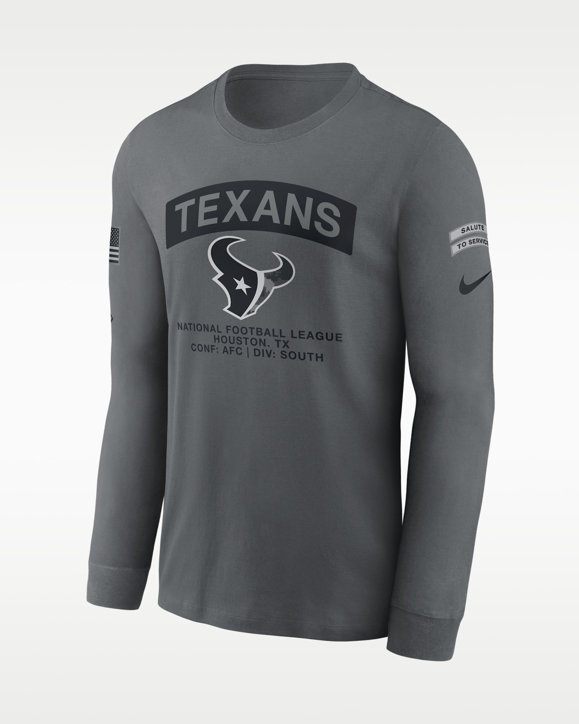 Houston Texans Salute to Service Men's Nike NFL Long-Sleeve T-Shirt - Grey