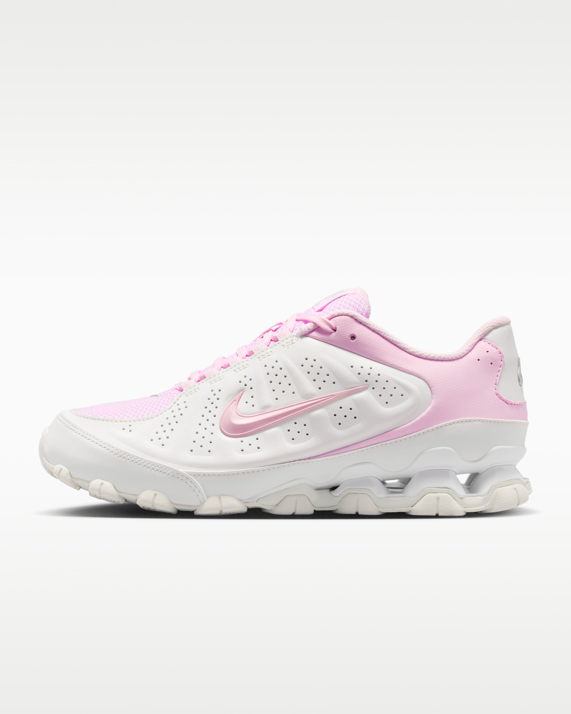 Tenis para mujer Nike Reax 8 SL - Blanco cumbre/Plata metalizado/Espuma rosa