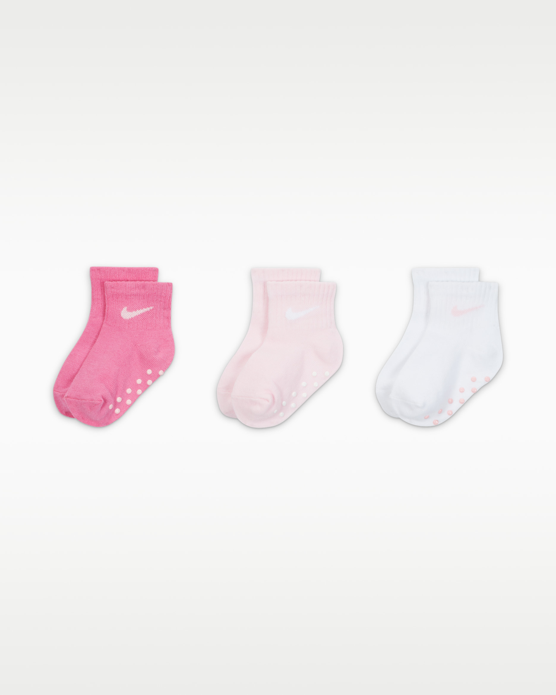 Set de calcetines antideslizantes infantil Nike Core Swoosh (3 pares) - Espuma rosa