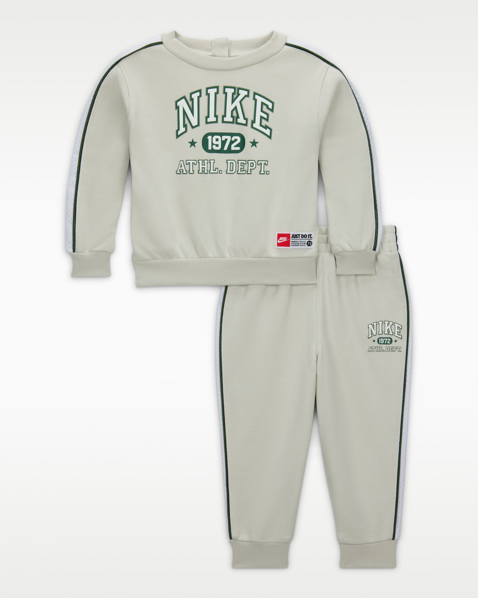 Enterito para bebé Nike Sportswear (12 a 24 meses) P.E. Conjunto de sudadera de cuello redondo y pantalones de French Terry para bebé - Hueso claro