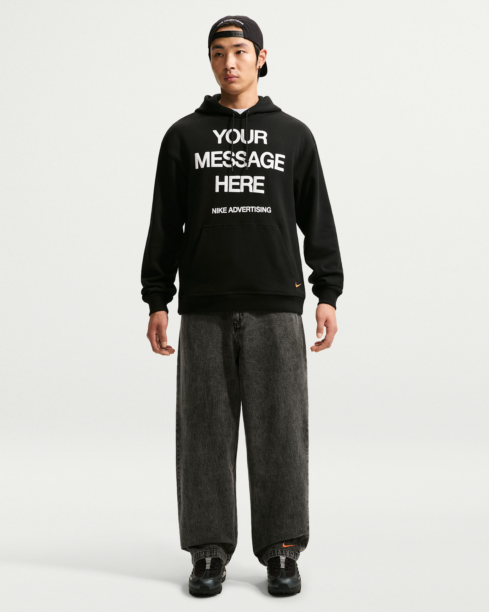 Nike Sportswear Men's Black Jeans - Black/Safety Orange