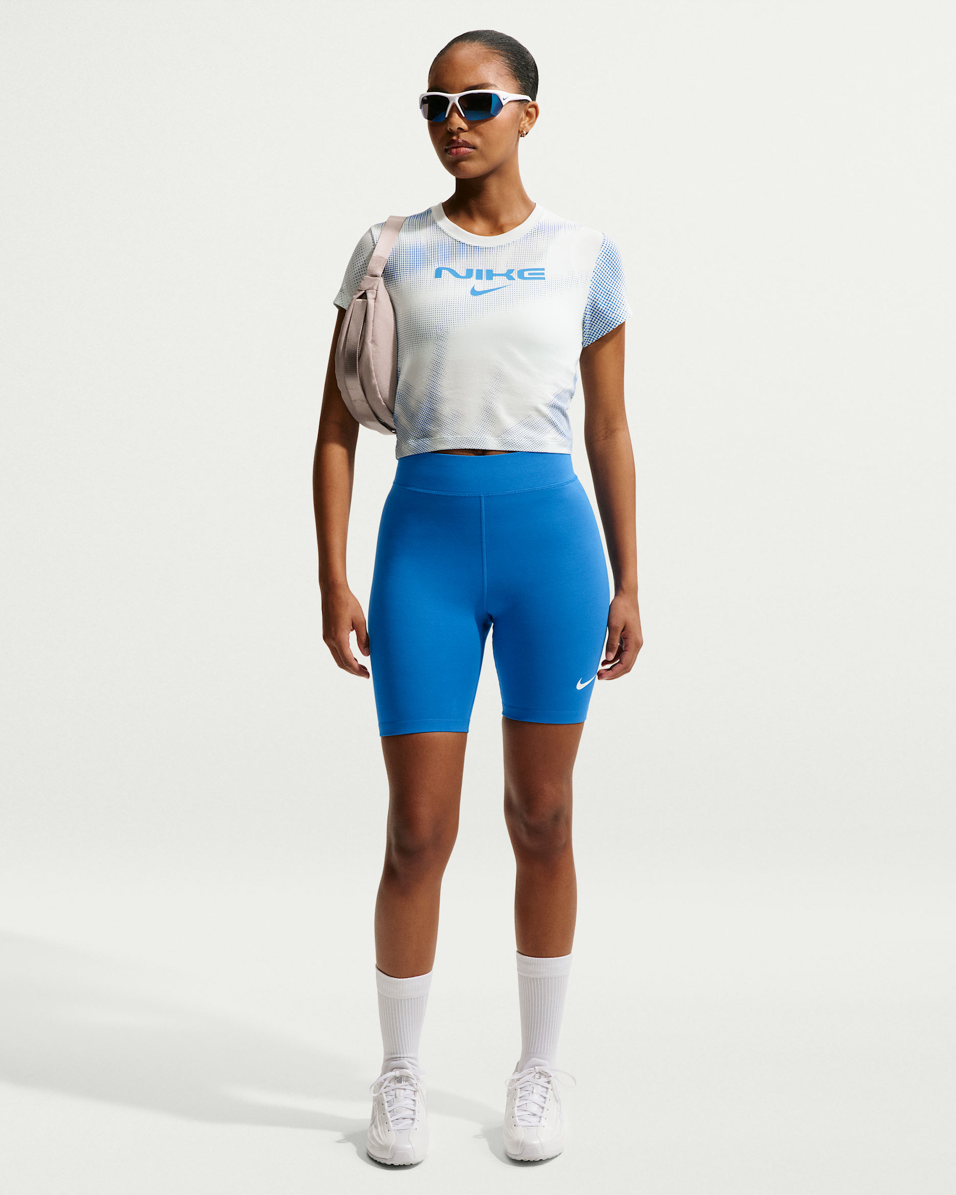 Nike Sportswear Classic Women's High-Waisted 8" Biker Shorts - Light Photo Blue/Sail