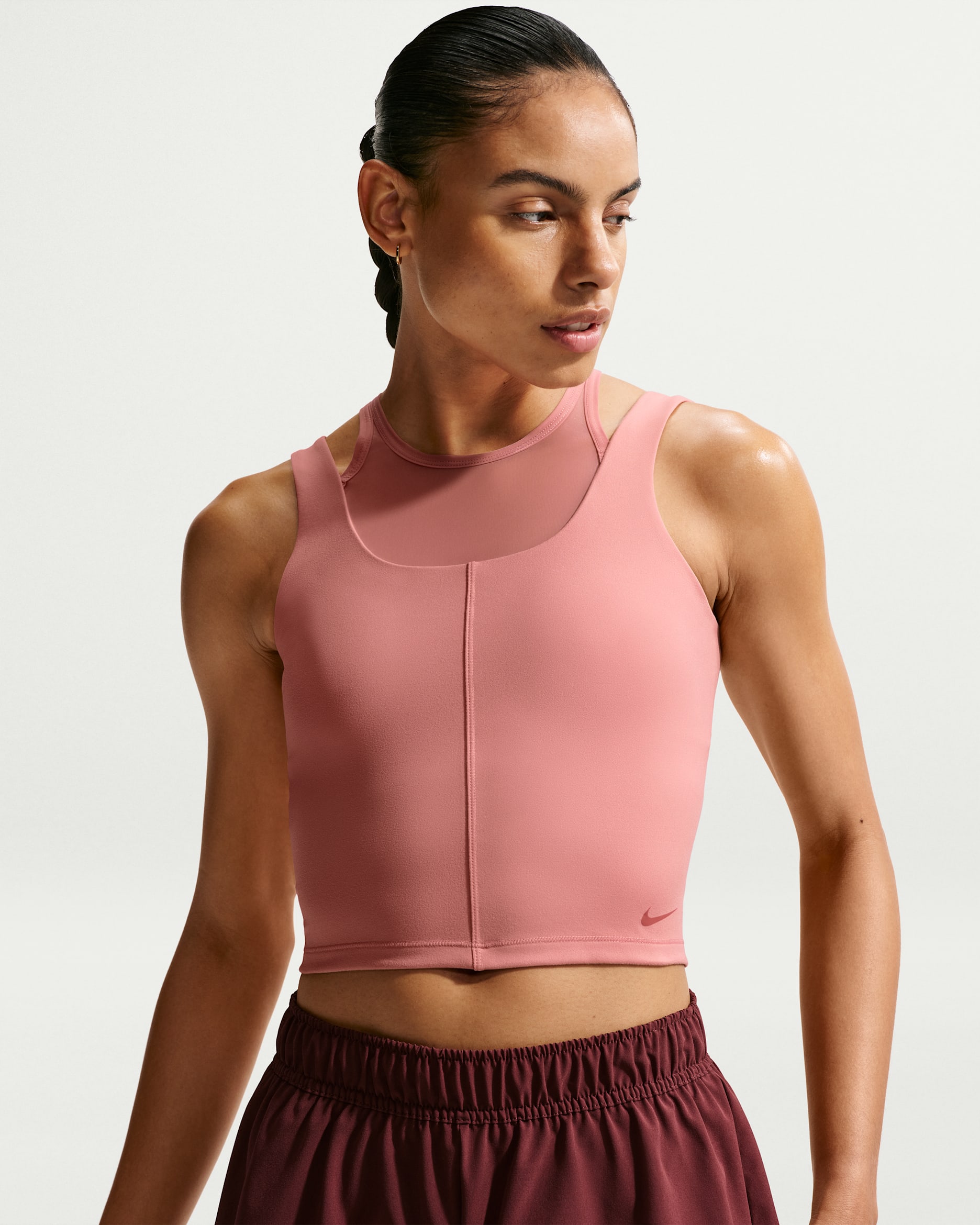 Nike One Fitted Women's Dri-FIT Cropped Tank Top - Rust Pink/Canyon Rust