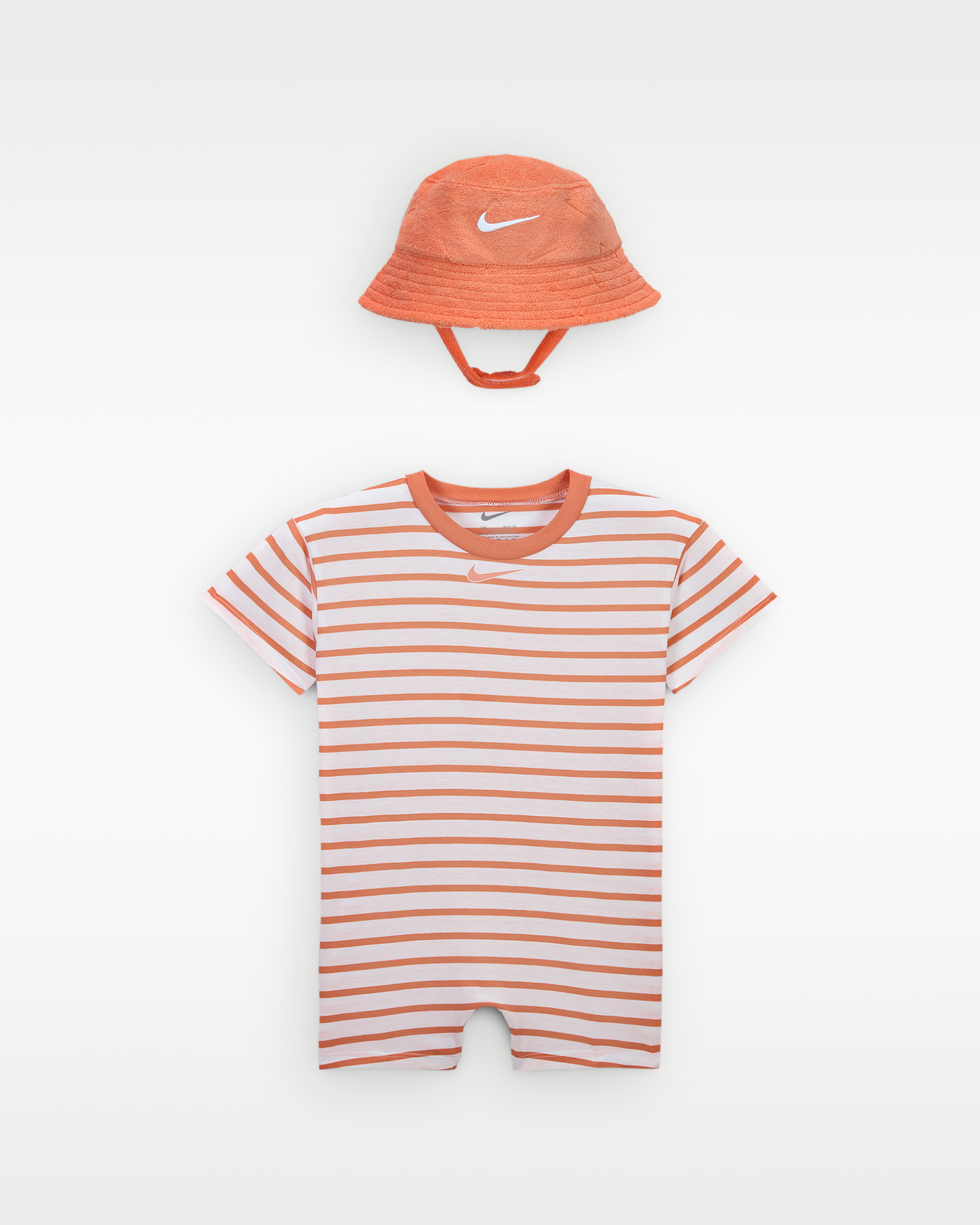 Nike Baby Short Sleeve Romper with Bucket Hat - Apricot Agate