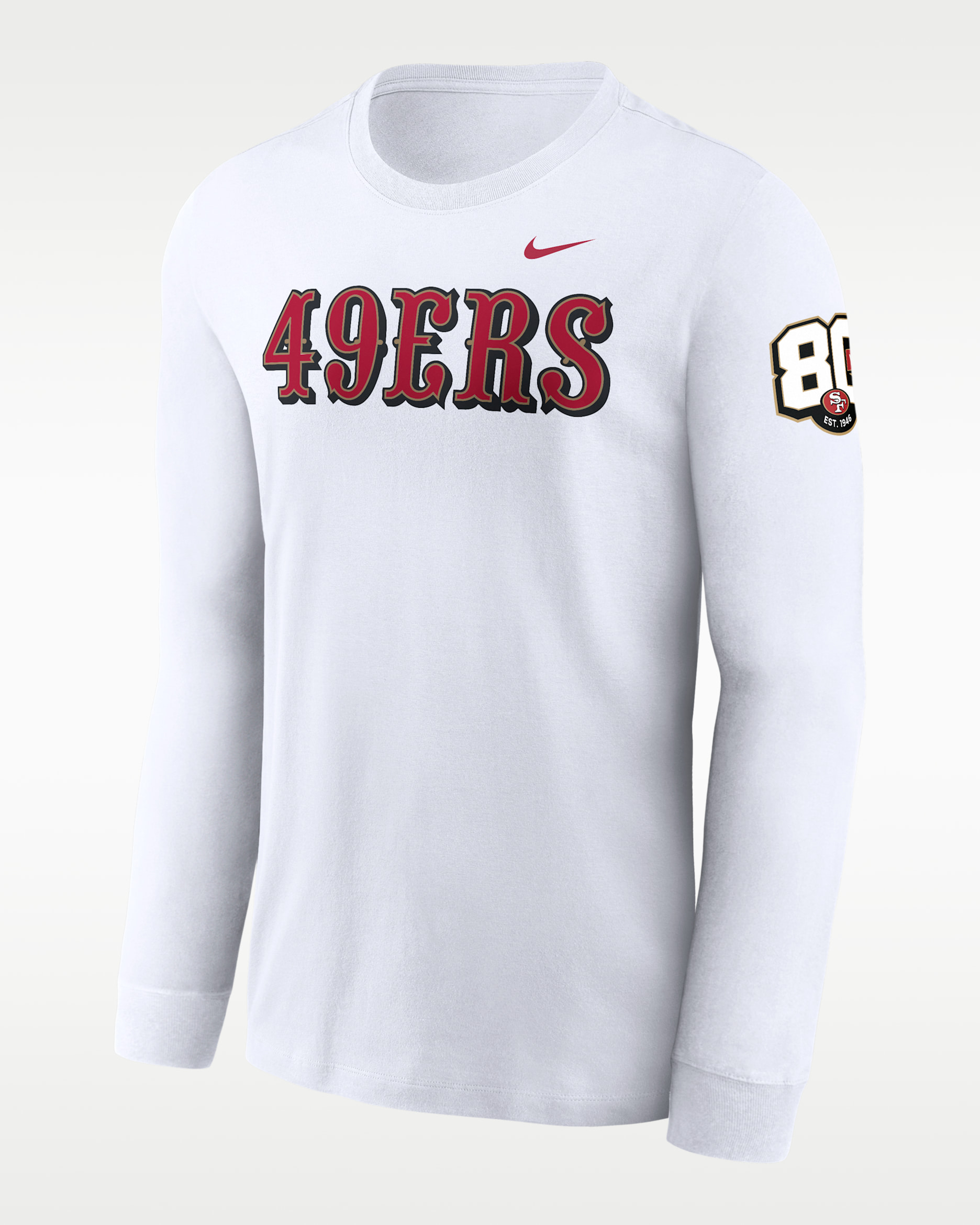 San Francisco 49ers 80th Anniversary Goal Line Stand Men's Nike NFL Long-Sleeve T-Shirt - White