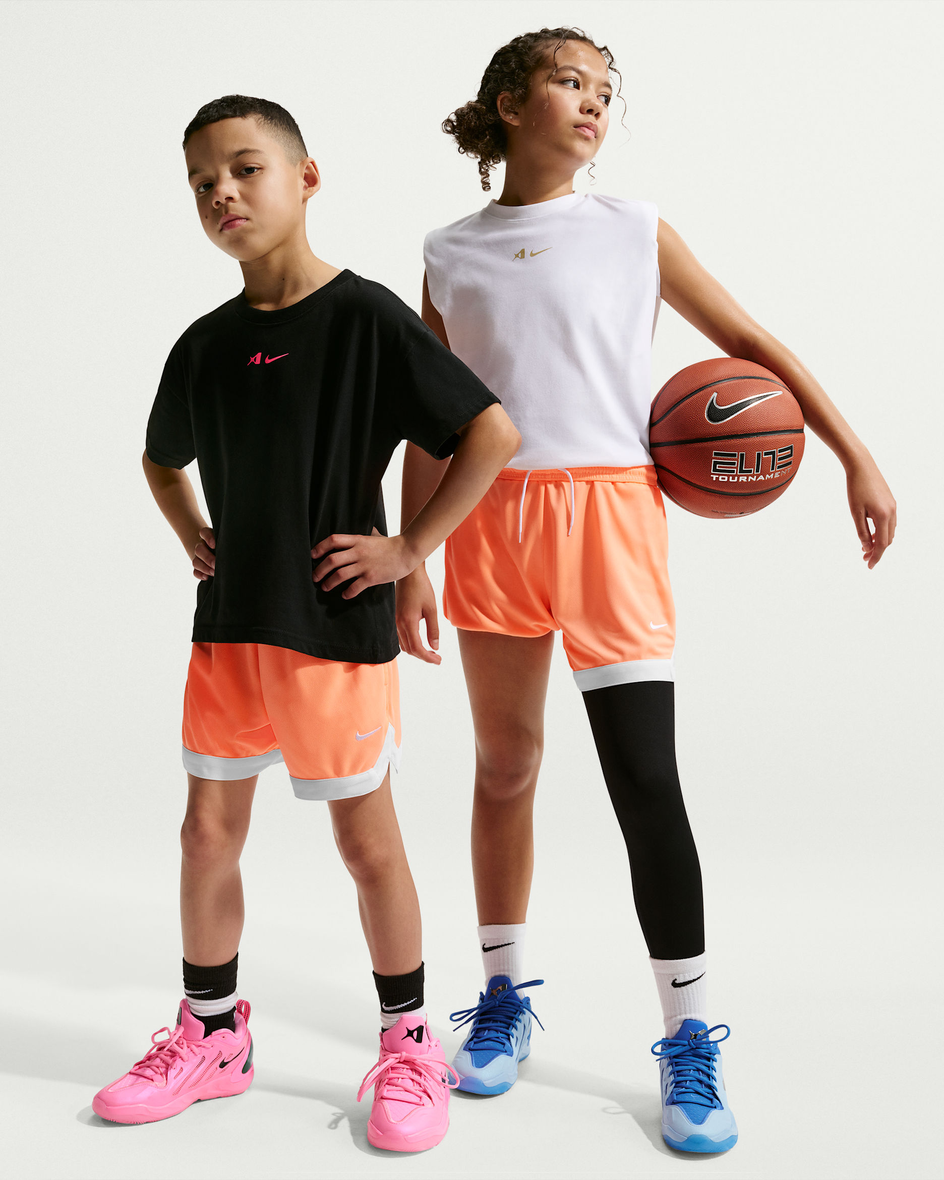 A'ja Wilson Big Kids' Dri-FIT Basketball Shorts - Orange Pulse/White
