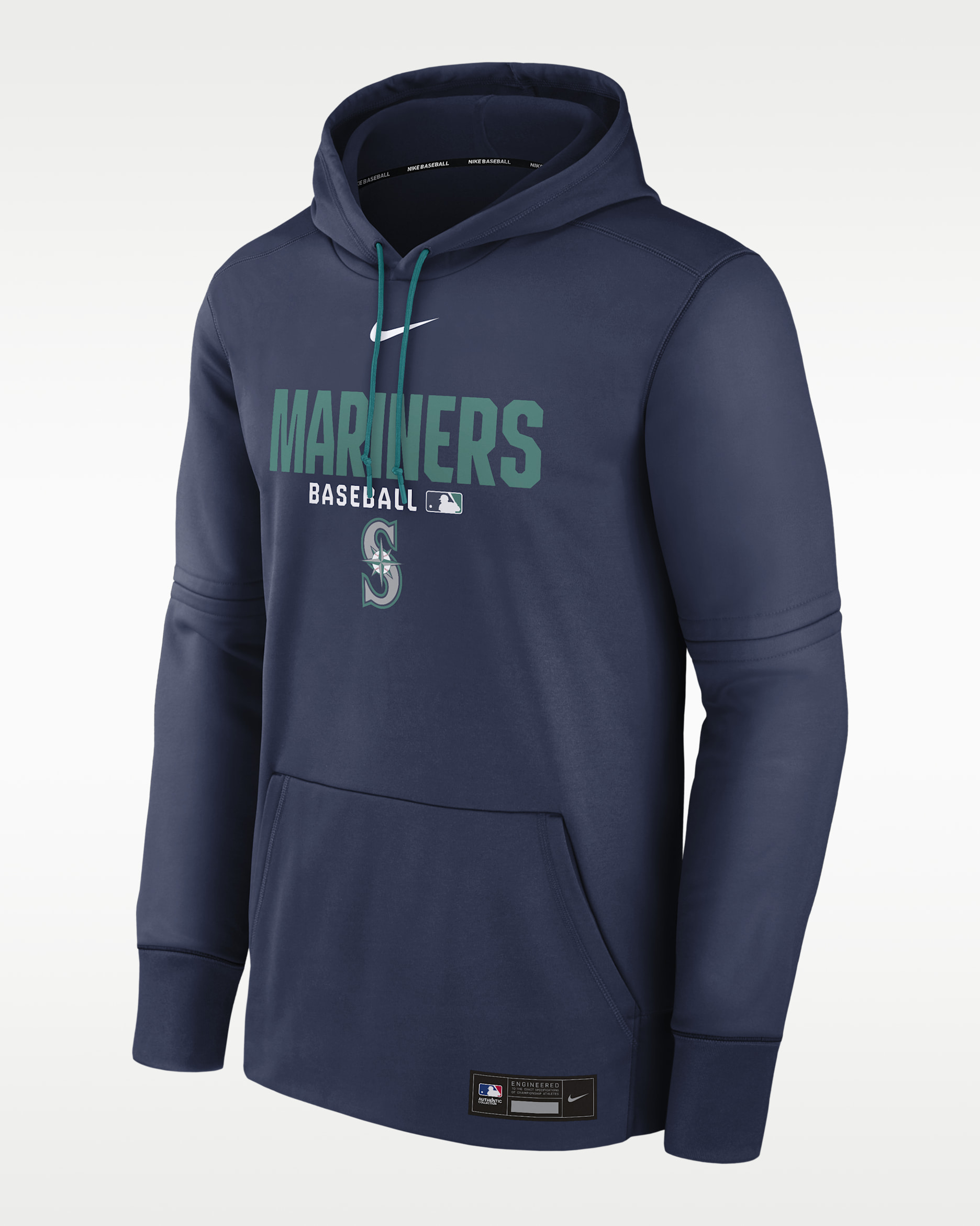 Sudadera con gorro sin cierre Nike Therma de la MLB para hombre Seattle Mariners Authentic Collection - Azul marino medianoche