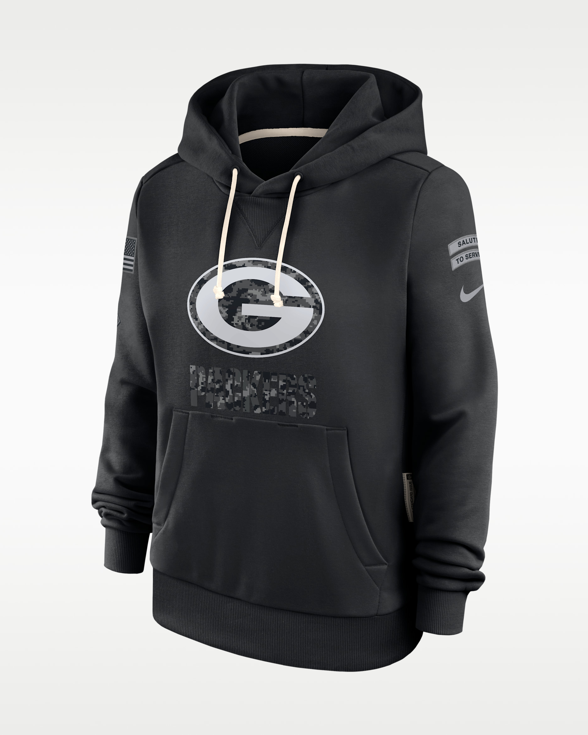 Green Bay Packers Salute to Service Sideline Women's Nike Dri-FIT NFL Pullover Hoodie - Black