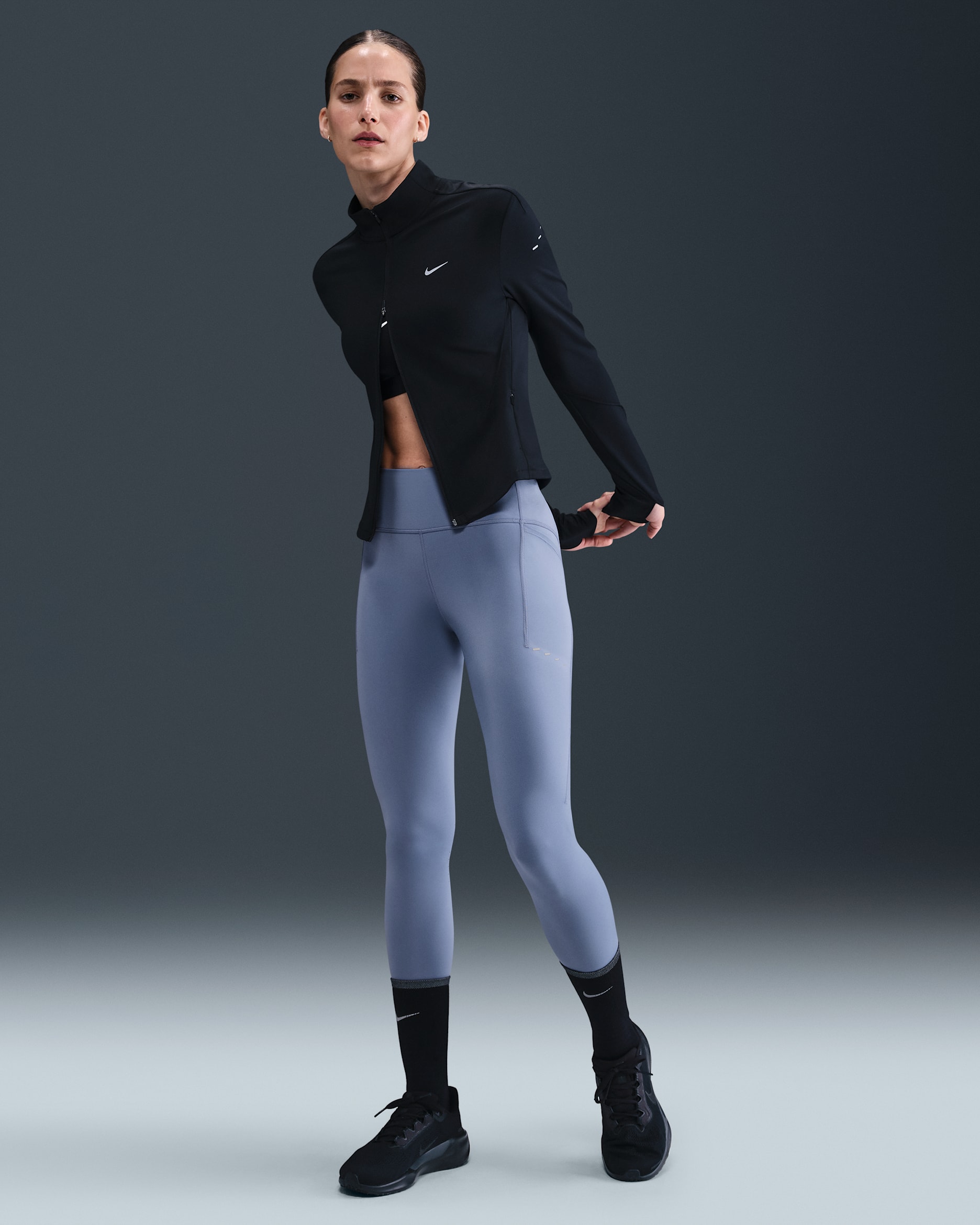 Leggings de correr de tiro alto de 7/8 con bolsillos para mujer Nike Swift - Índigo mundial