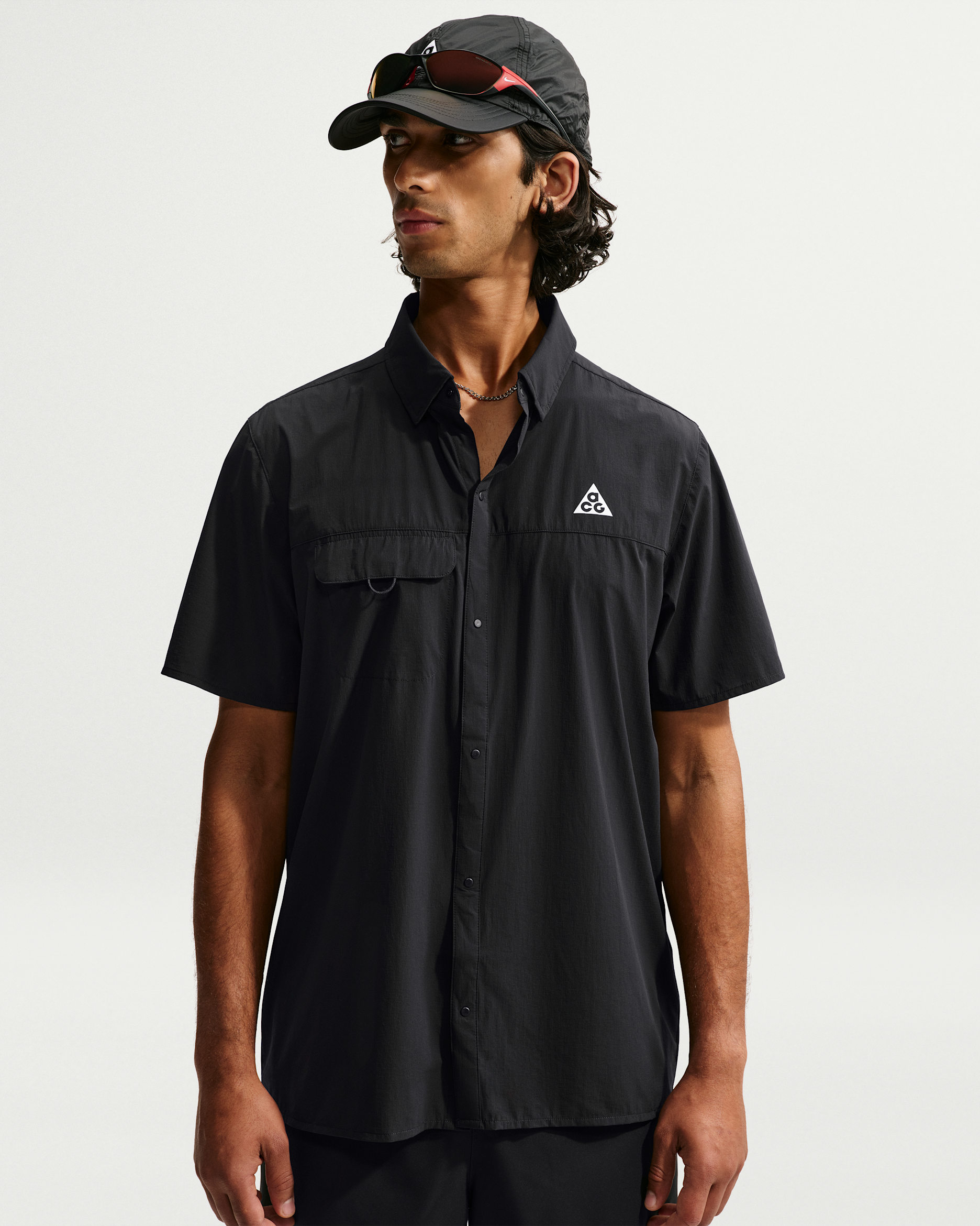 ACG 'Aireez' Men's Button-Up Trail-Running Top - Black/Summit White