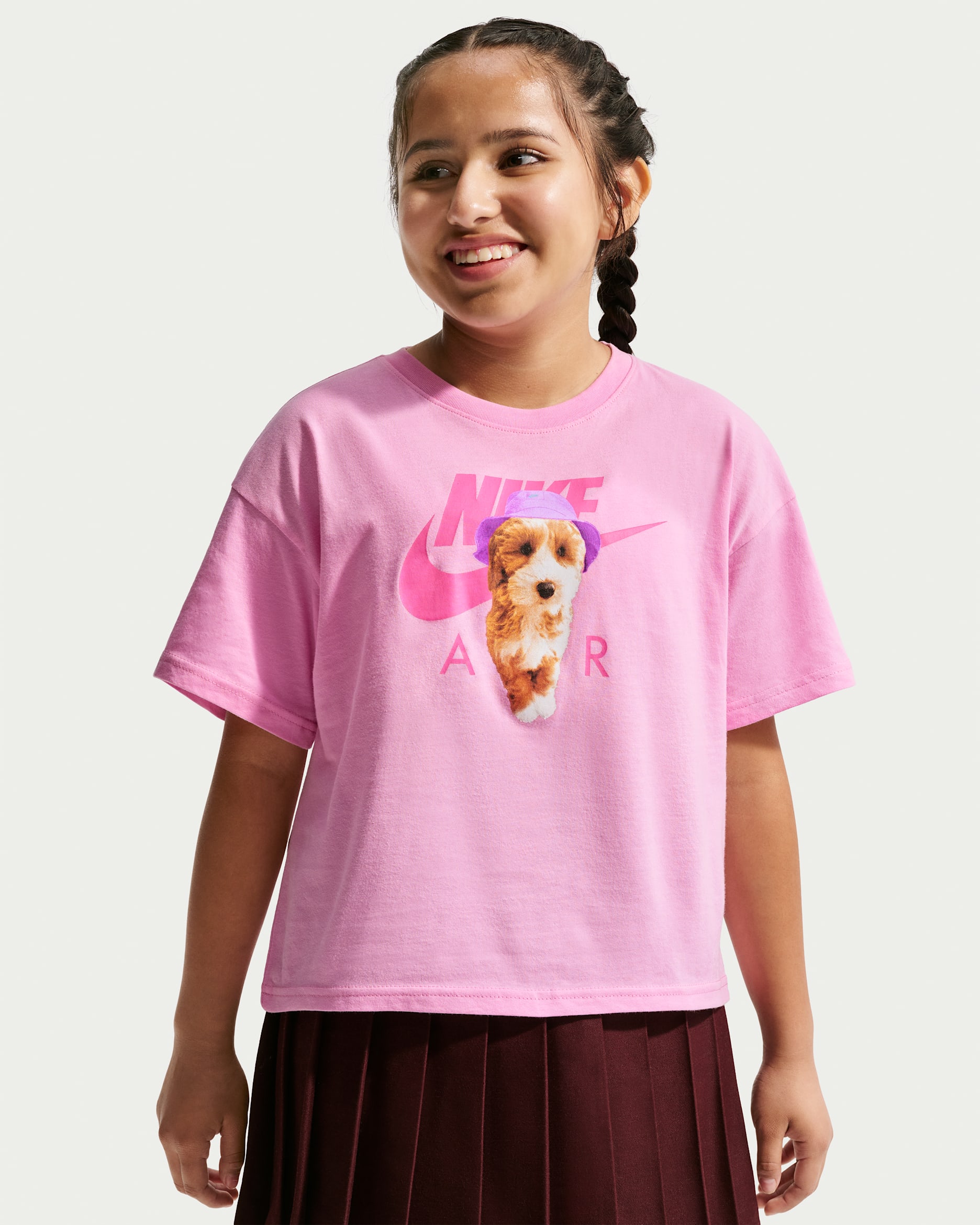 Nike Sportswear Big Kids' (Girls') Boxy T-Shirt - Pink Rise