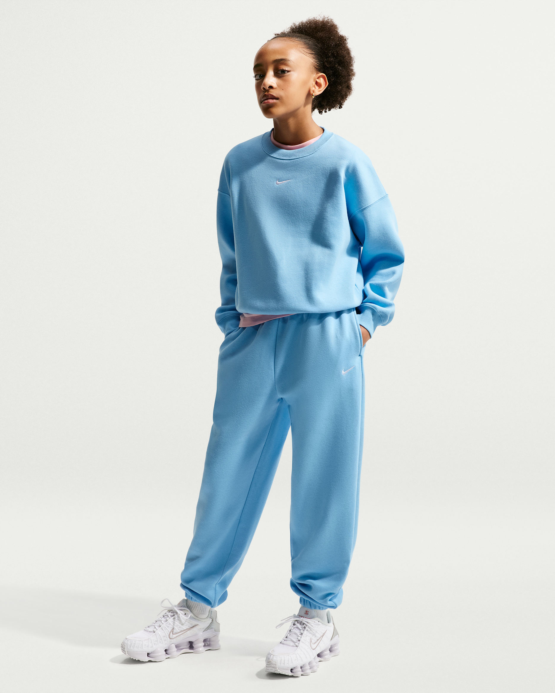 Nike Sportswear Studio Fleece Girls' Loose Pants - Football Blue/White