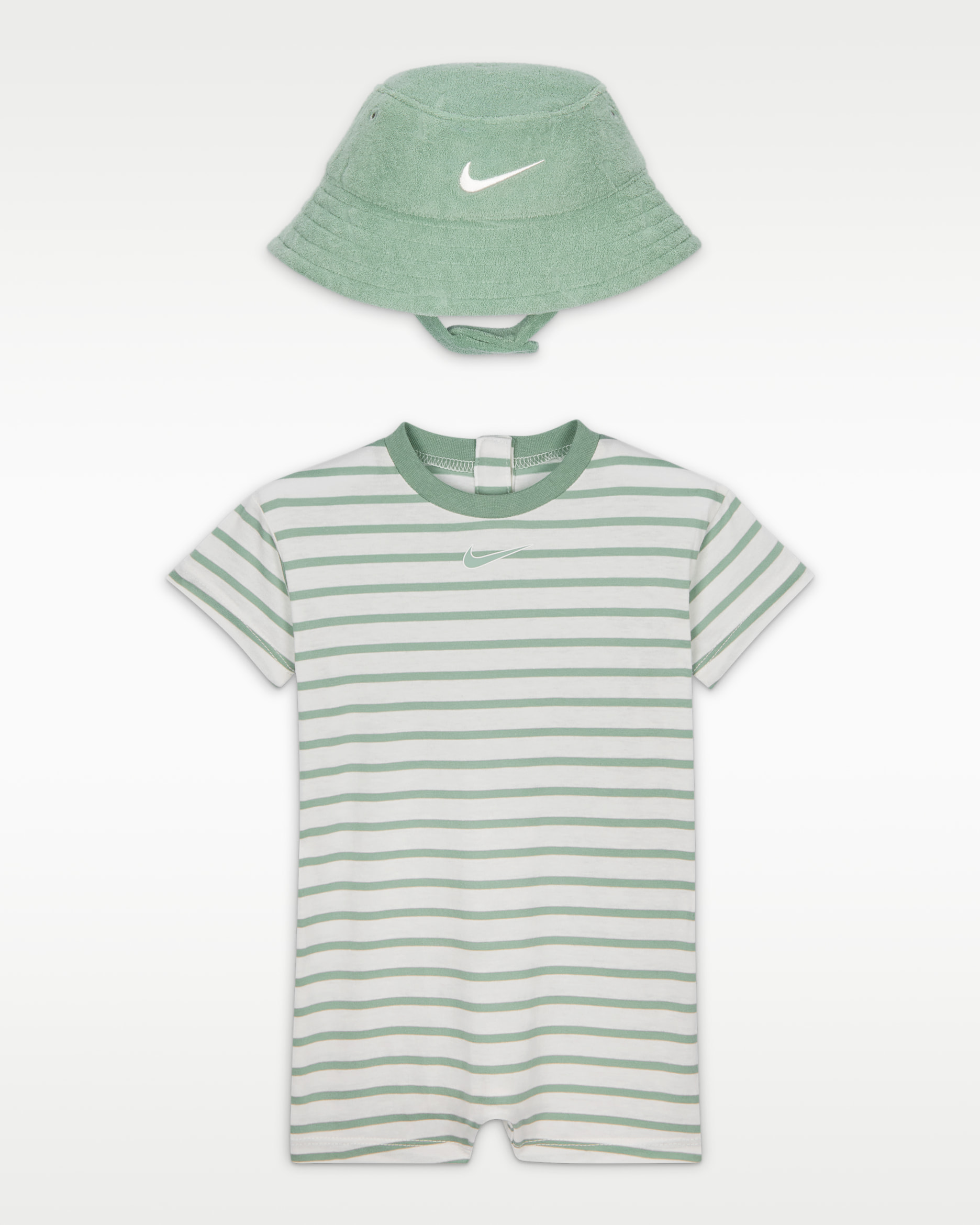 Nike Baby Short Sleeve Romper with Bucket Hat - Steam