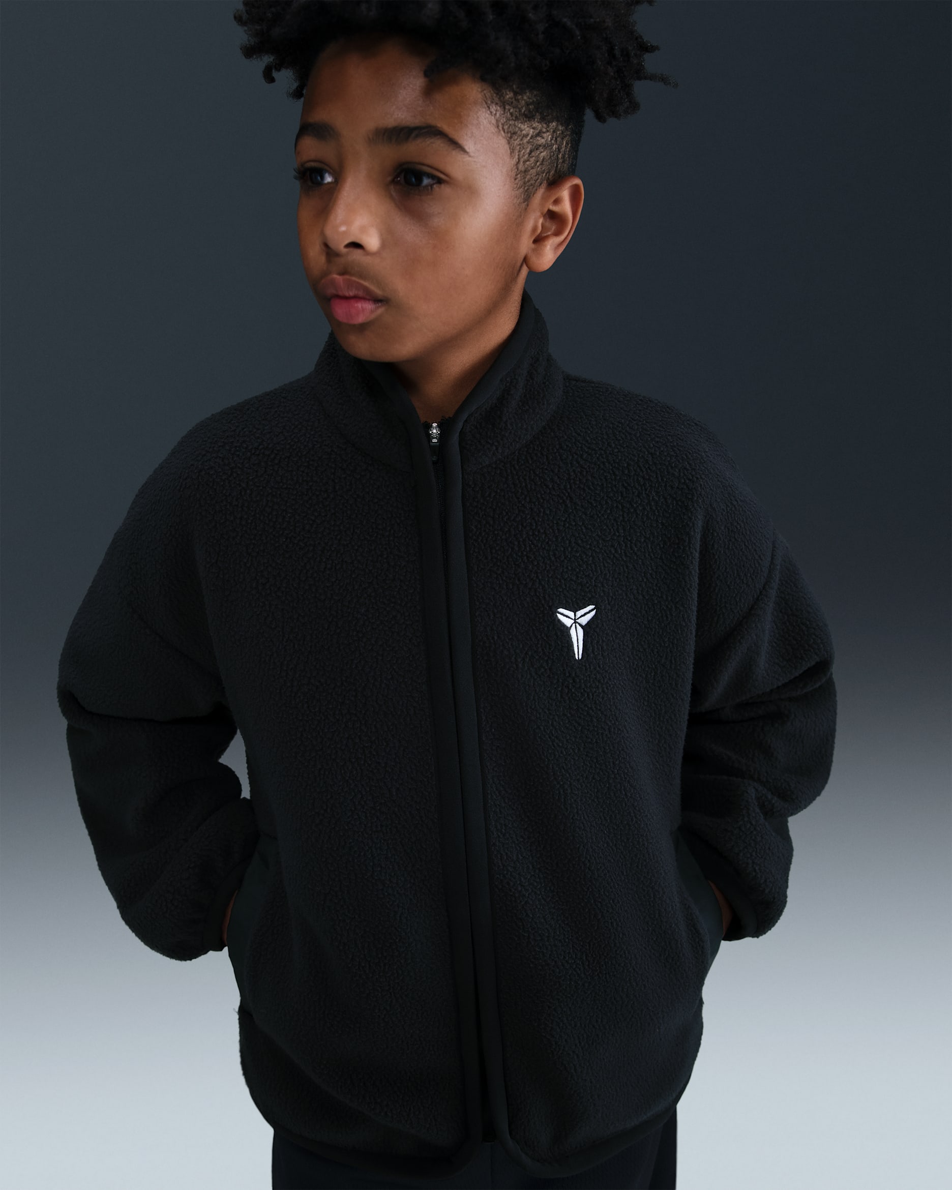 Kobe Older Kids' Winterised Basketball Top - Black/Anthracite/White