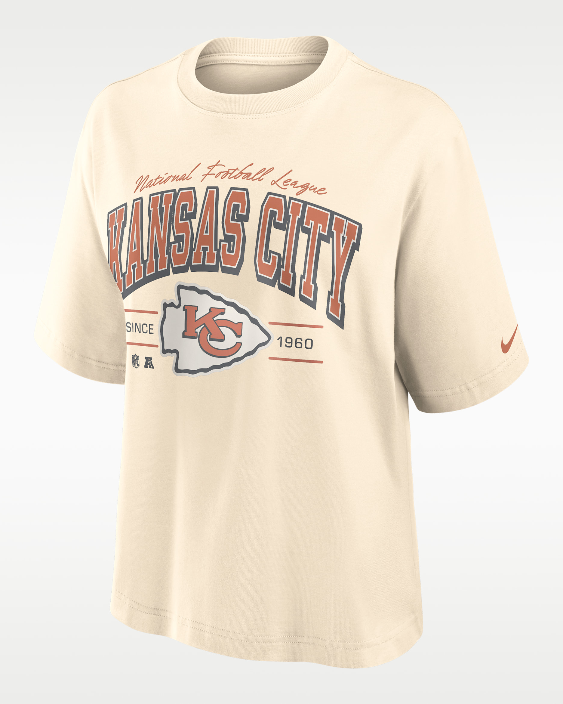 Kansas City Chiefs Vintage Mod Boxy Women's Nike NFL T-Shirt - Cream