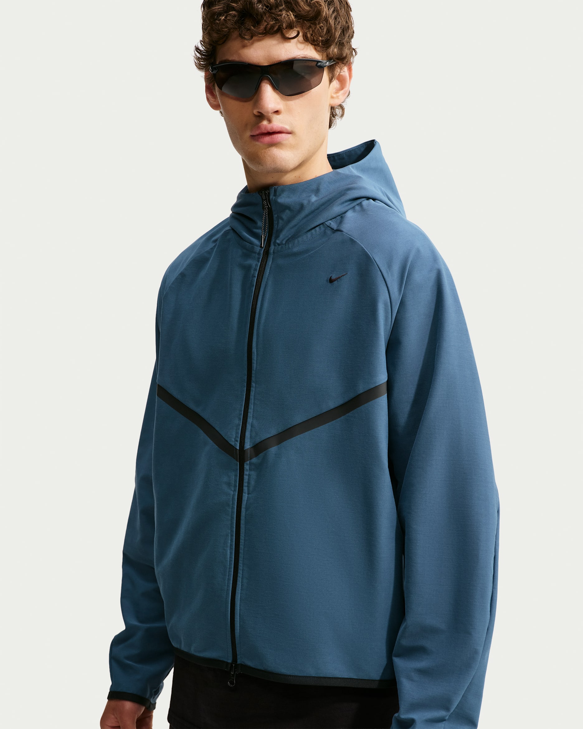 Giacca Windrunner in maglia con zip a tutta lunghezza Shori Nike Tech – Uomo - New Slate/Nero