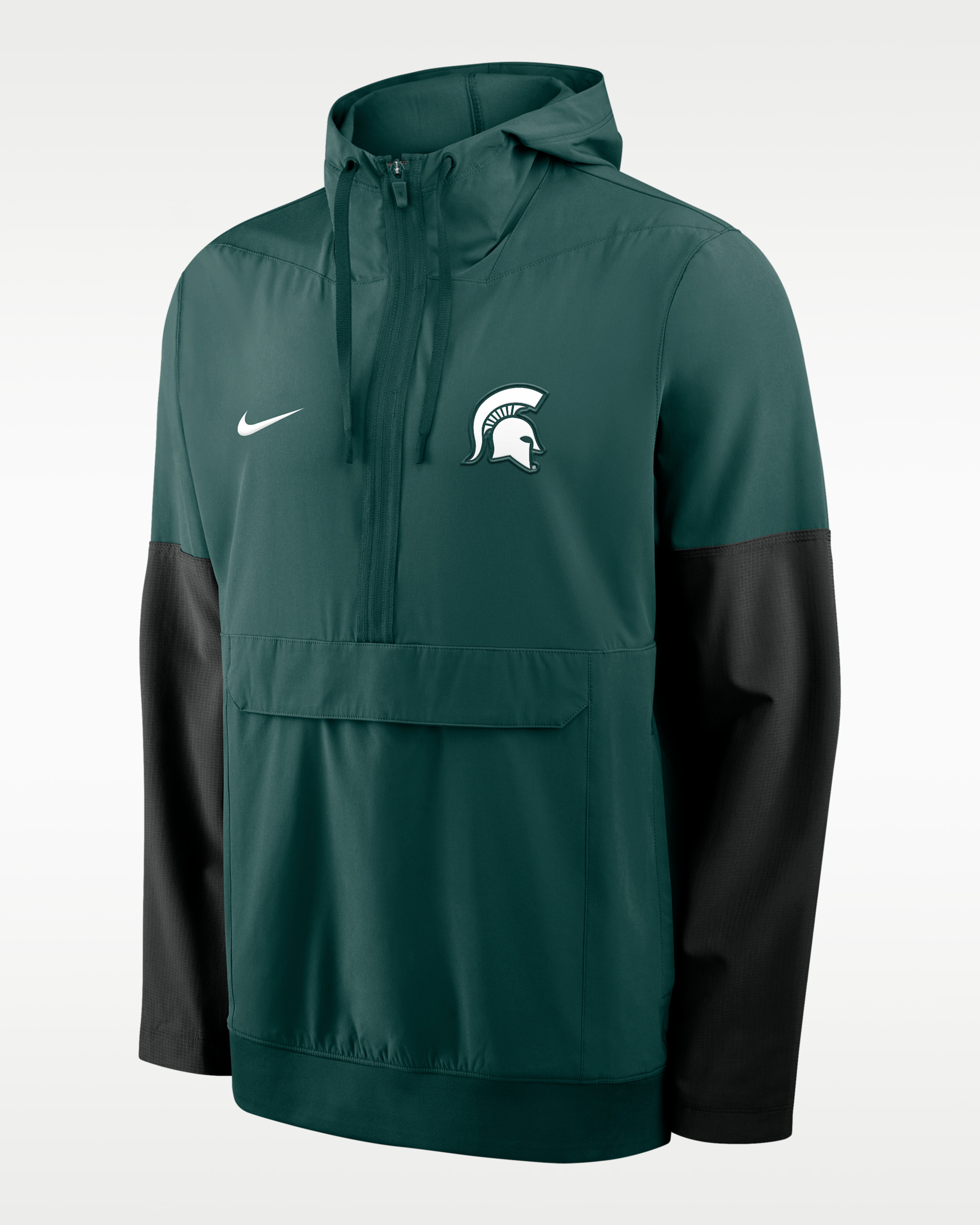 Chamarra universitaria Nike con gorro de medio cierre para hombre Michigan State Anorak - Verde