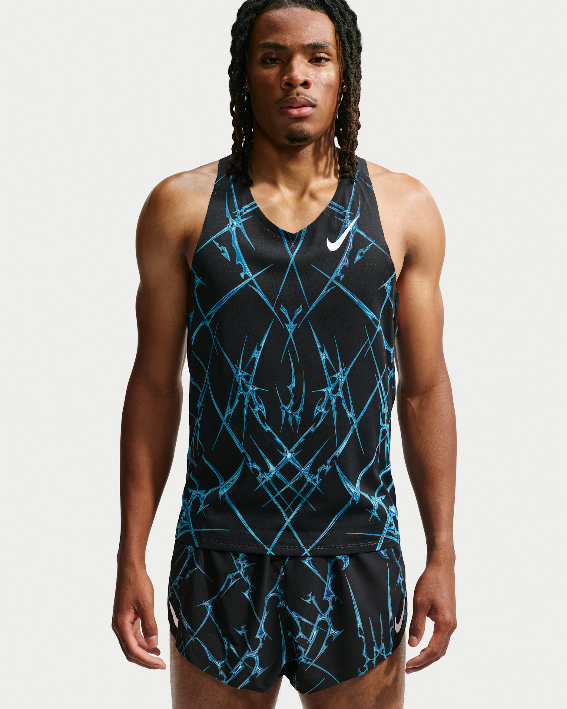 Nike AeroSwift Men's Dri-FIT ADV Printed Running Vest - Black/White