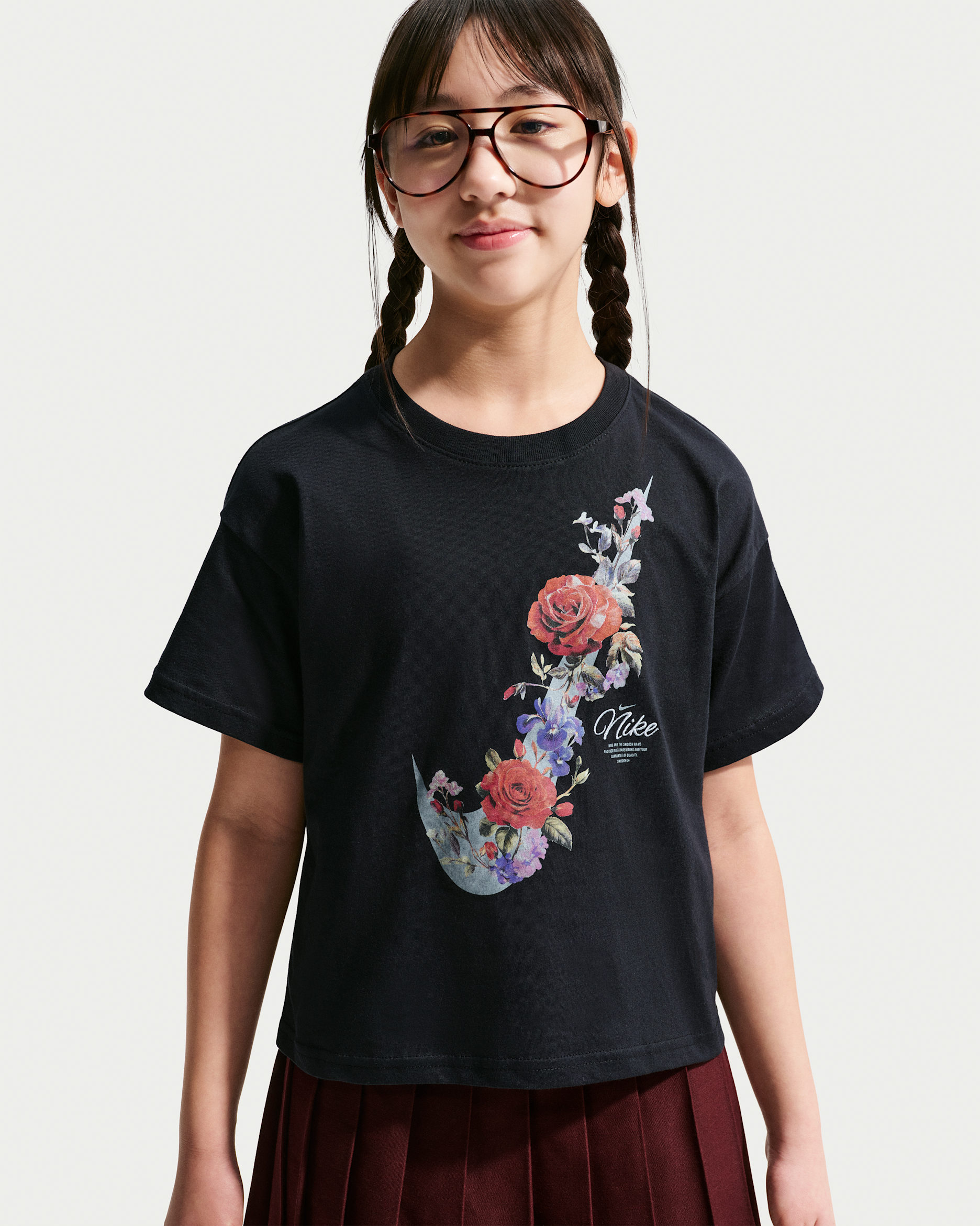 Nike Sportswear Big Kids' (Girls') T-Shirt - Black/Wolf Grey