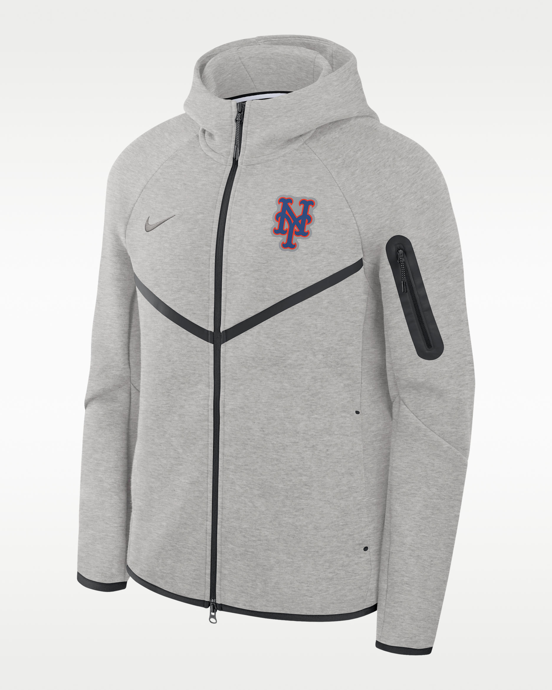 New York Mets Tech Fleece Windrunner Men's Nike MLB Full-Zip Hooded Jacket - Dark Grey Heather