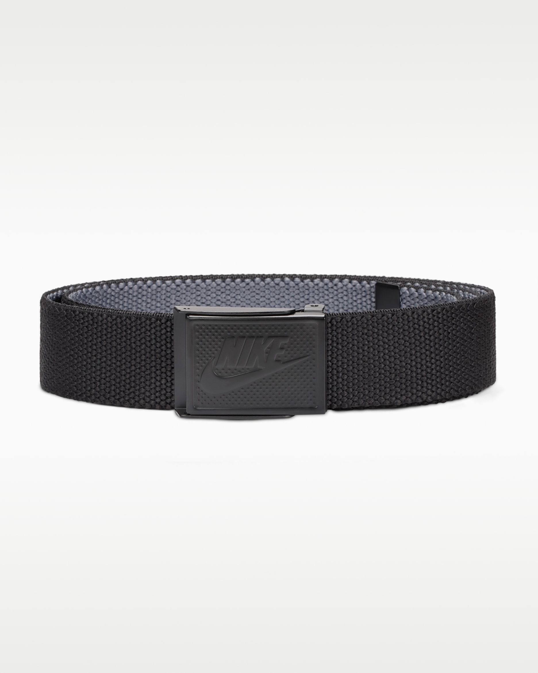 Nike Big Kids' Reversible Textured Stretch Web Belt - Black/Grey/Grey