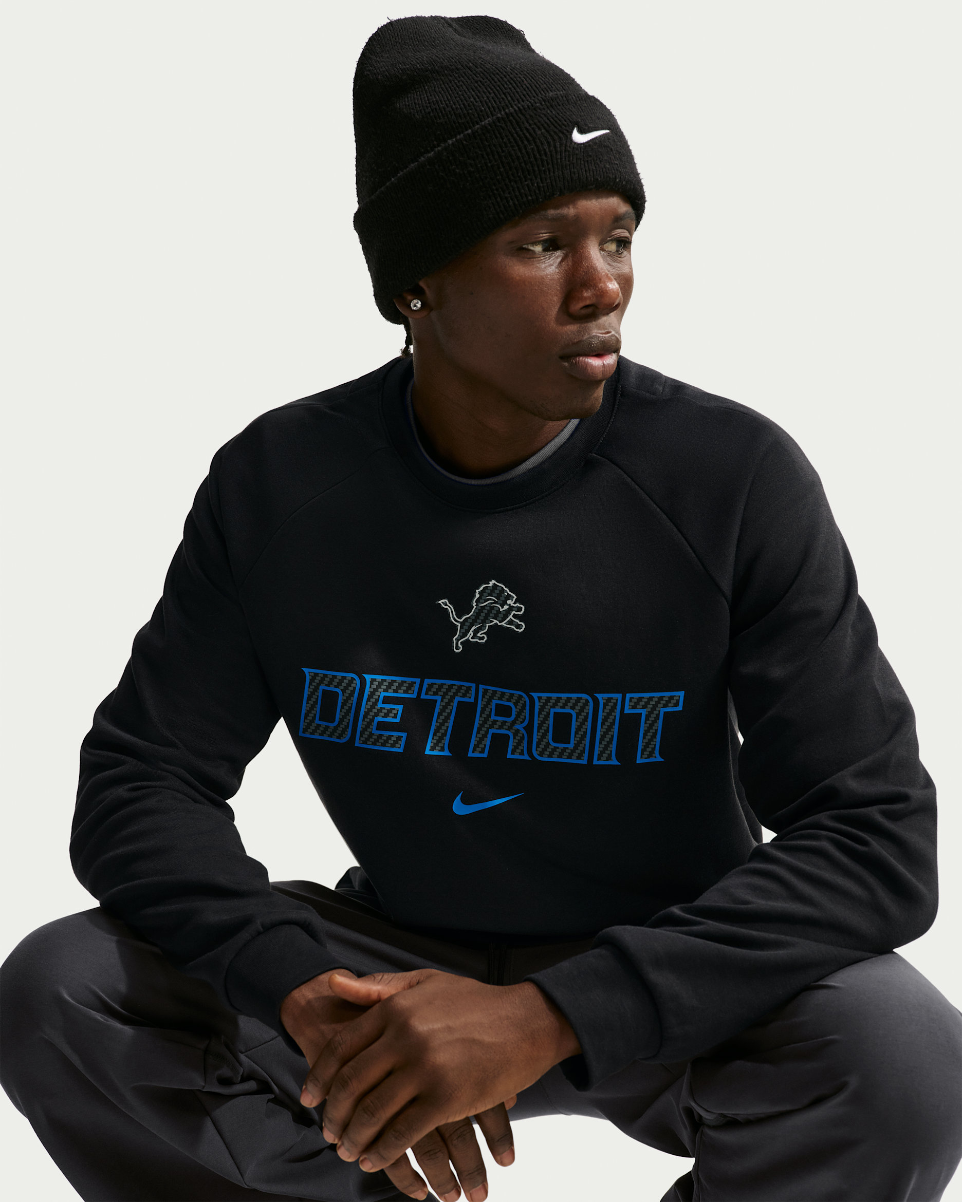 Detroit Lions Rivalries Collection Primary Men's Nike Dri-FIT NFL Pullover Crew - Black