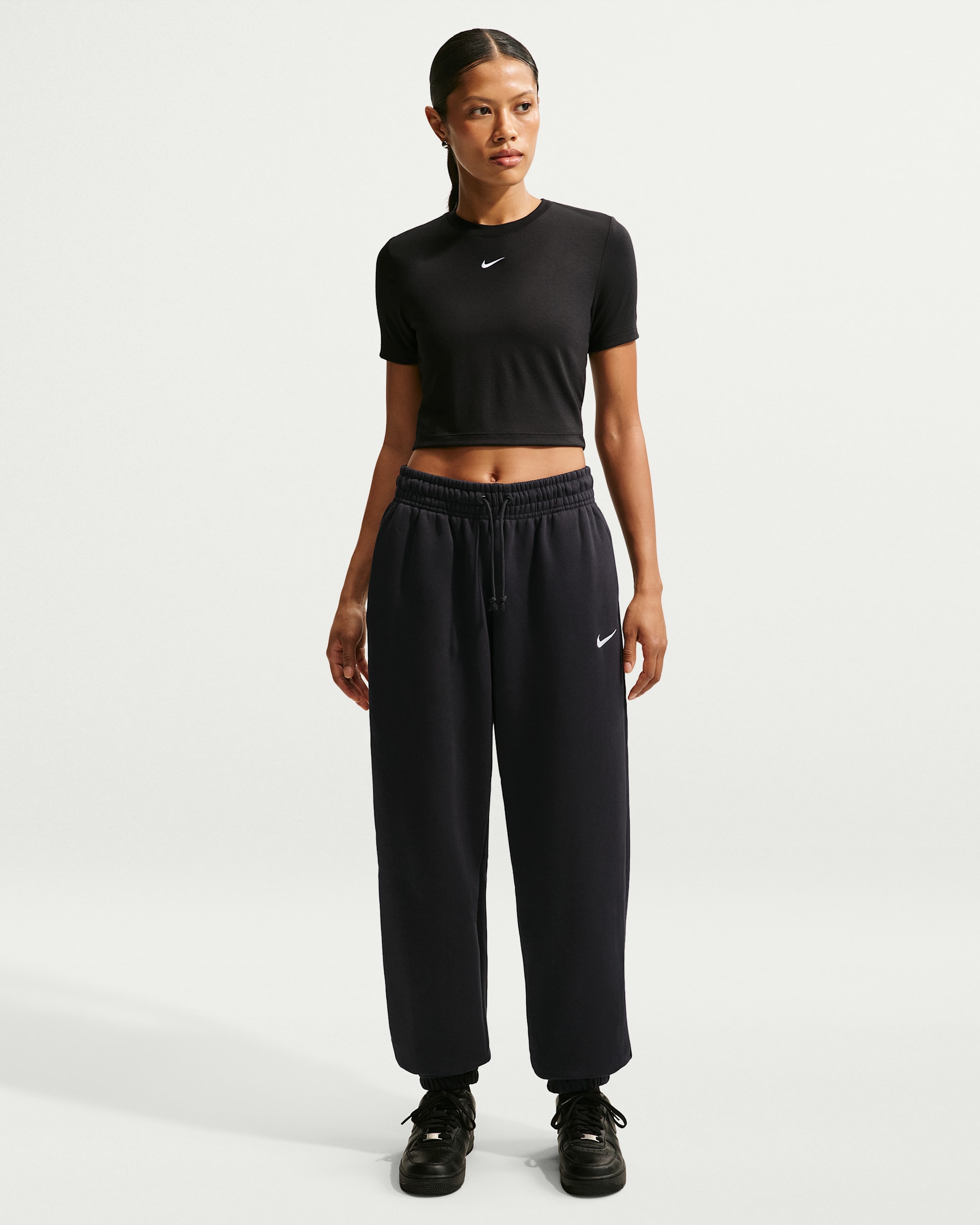 Nike Sportswear Phoenix Fleece Women's High-Waisted Oversized Tracksuit Bottoms - Black/Sail