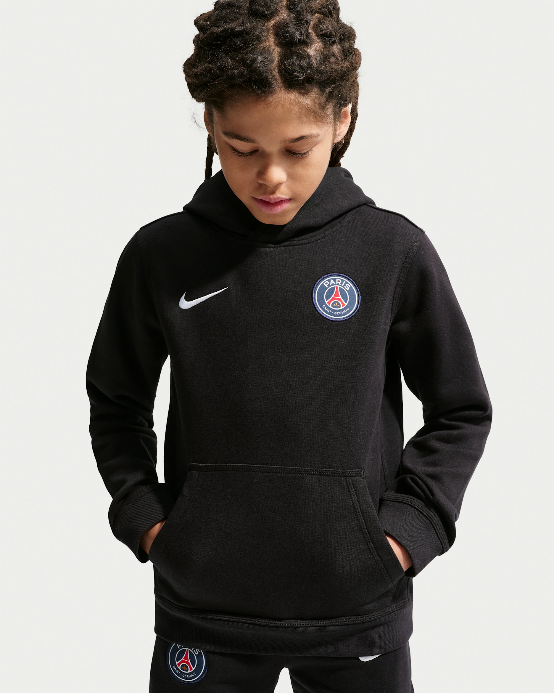 Paris Saint-Germain Club Nike Fußball-Hoodie für ältere Kinder (Jungen) - Schwarz/Weiß