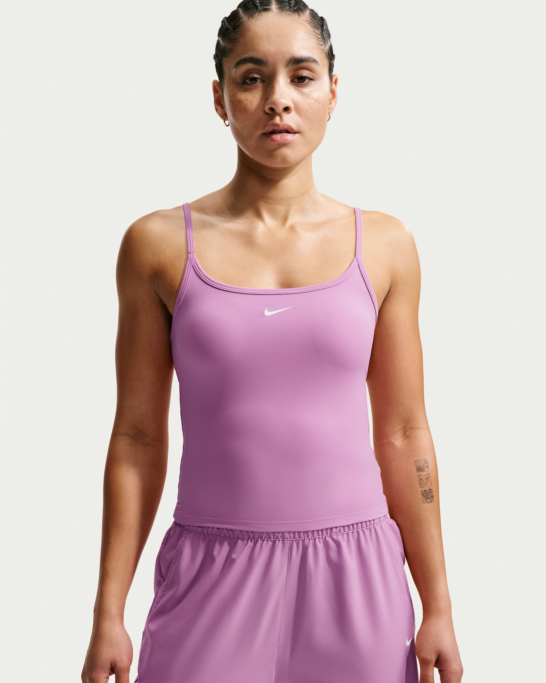 Nike One Fitted Women's Dri-FIT Cami Tank Top - Light Magenta/White