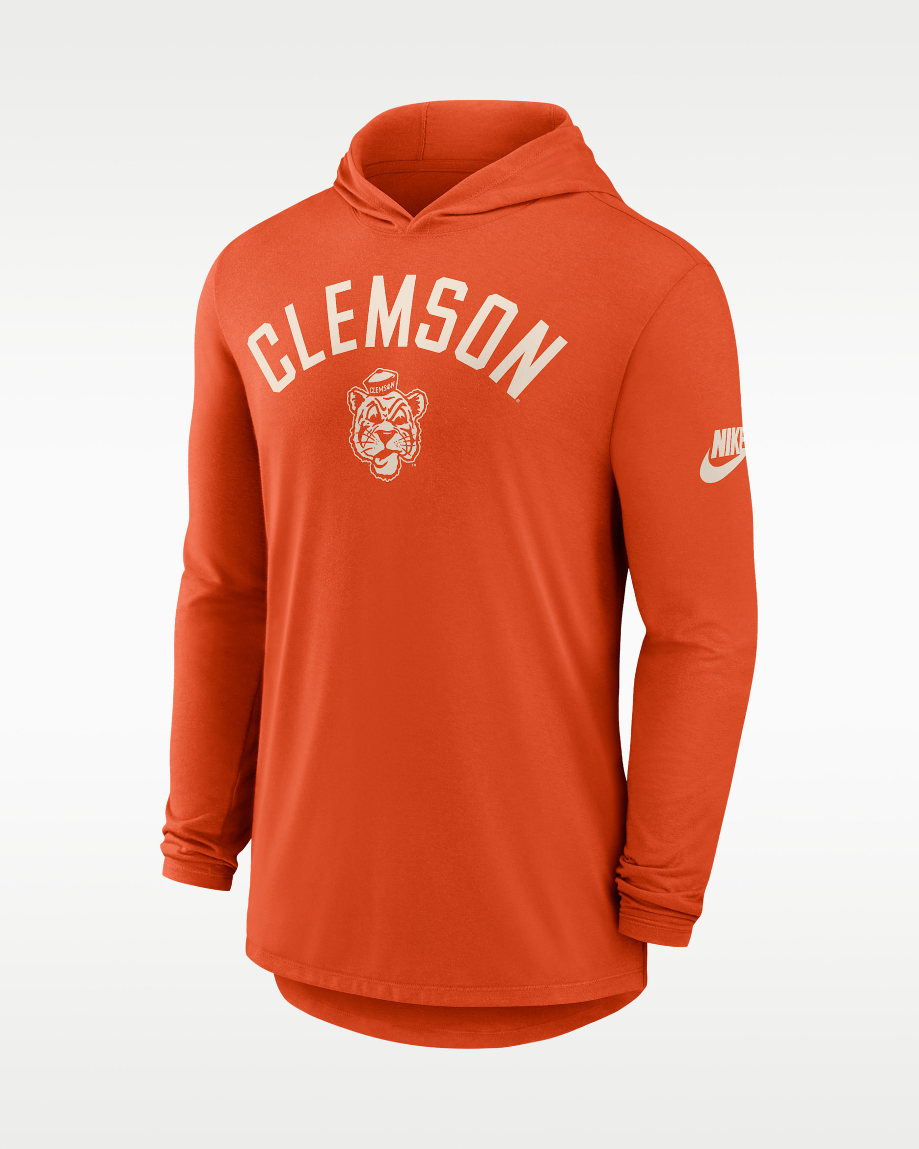 Playera con gorro de manga larga universitaria Nike Dri-FIT para hombre Clemson Legacy Arch - Naranja