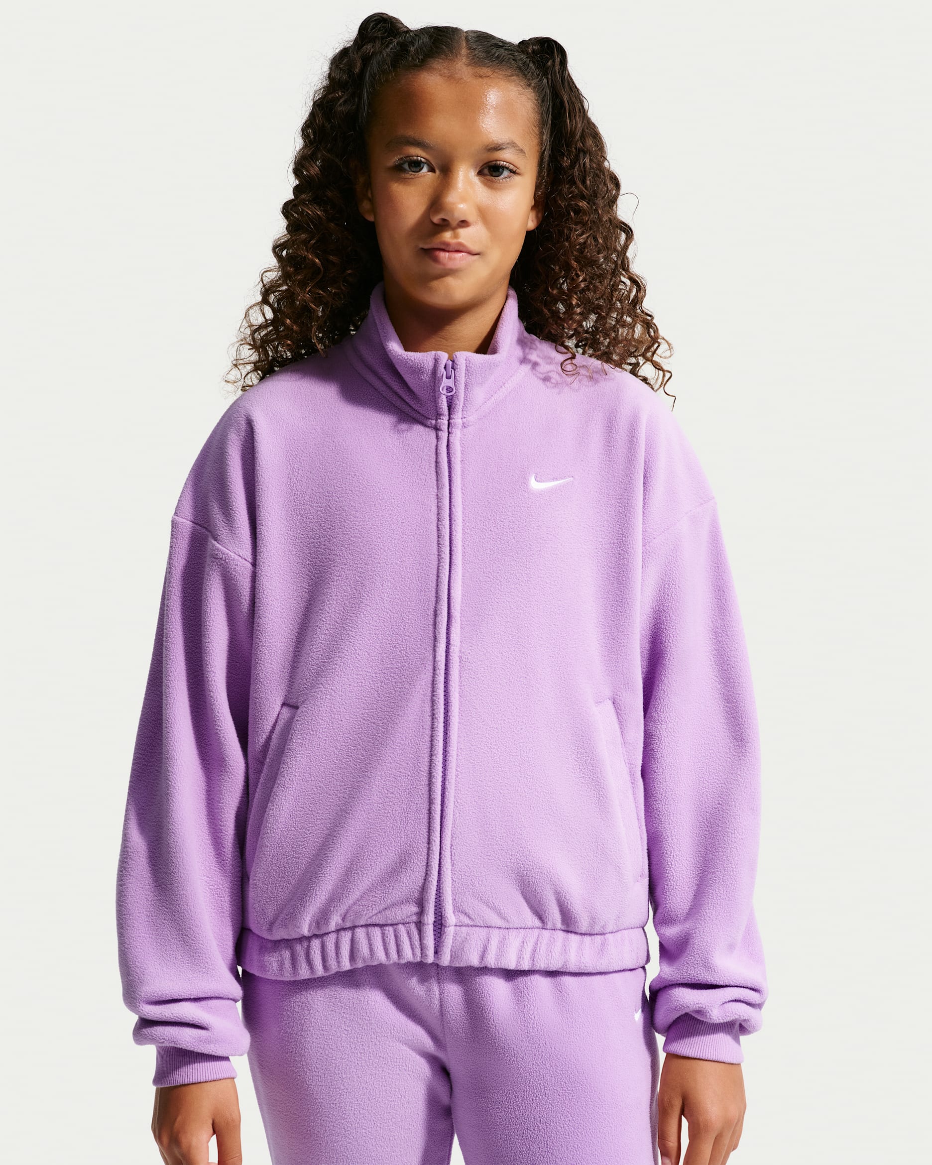 Haut à manches longues en tissu Fleece Nike Sportswear pour ado (fille) - Violet Star/Blanc