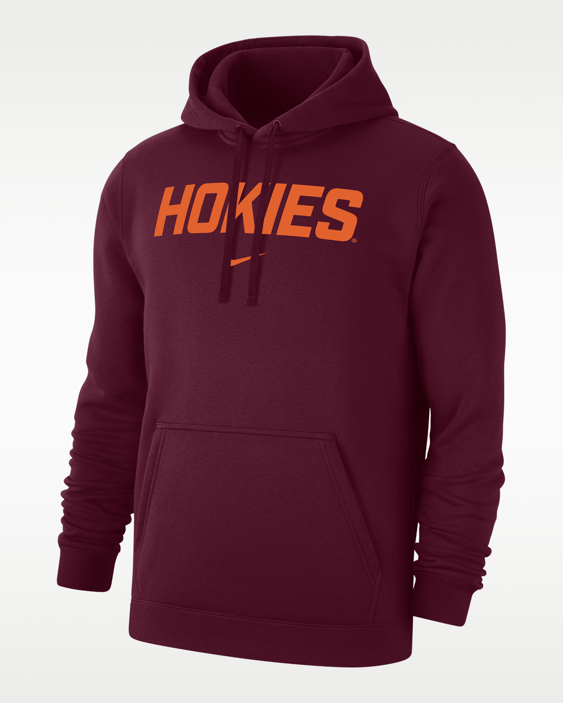 Virginia Tech Club Fleece Men's Nike College Pullover Hoodie - Deep Maroon