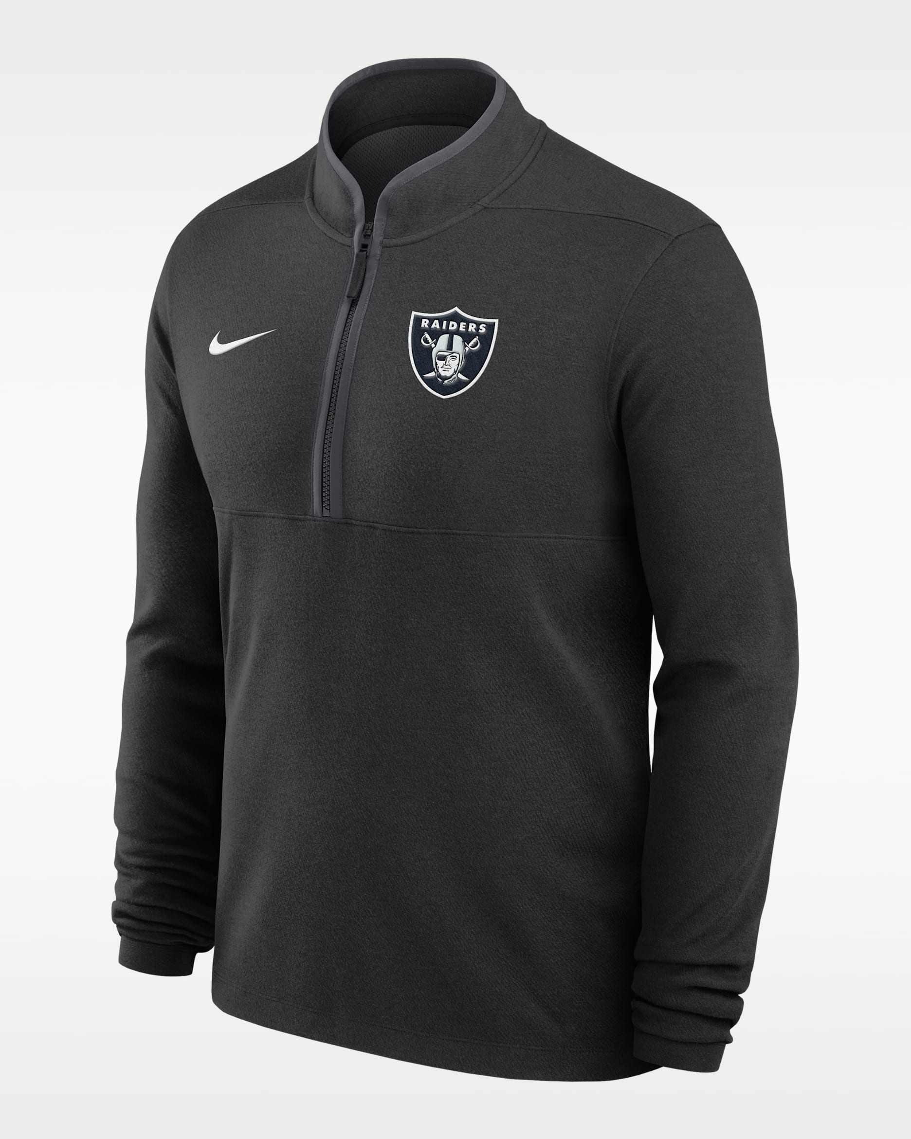 Las Vegas Raiders Logo Victory Men's Nike Dri-FIT NFL 1/2-Zip Long-Sleeve Top - Black