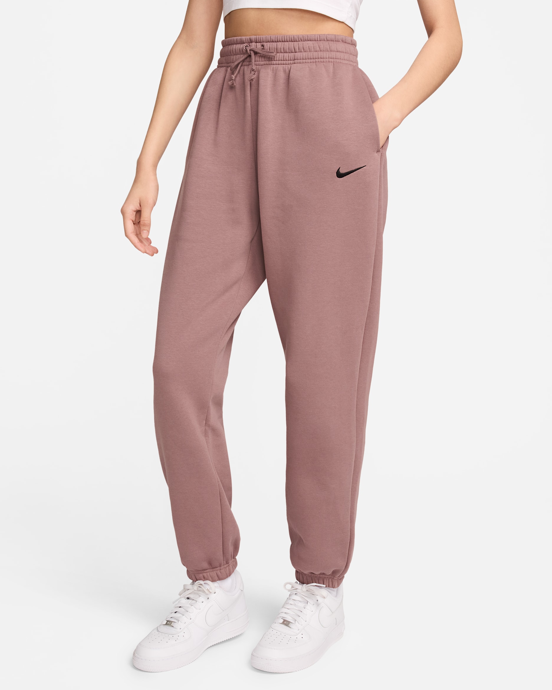 Nike Sportswear Phoenix Fleece Women's High-Waisted Oversized Sweatpants - Smokey Mauve/Black