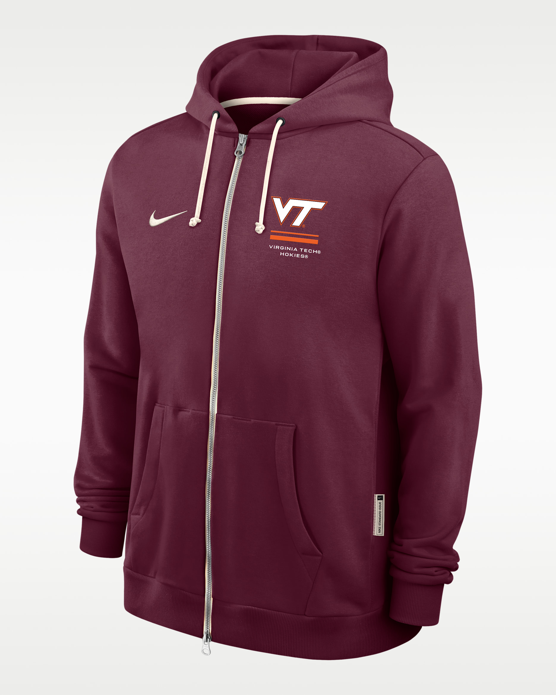 Virginia Tech Sideline Standard Issue Men's Nike Dri-FIT College Full-Zip Hoodie - Deep Maroon