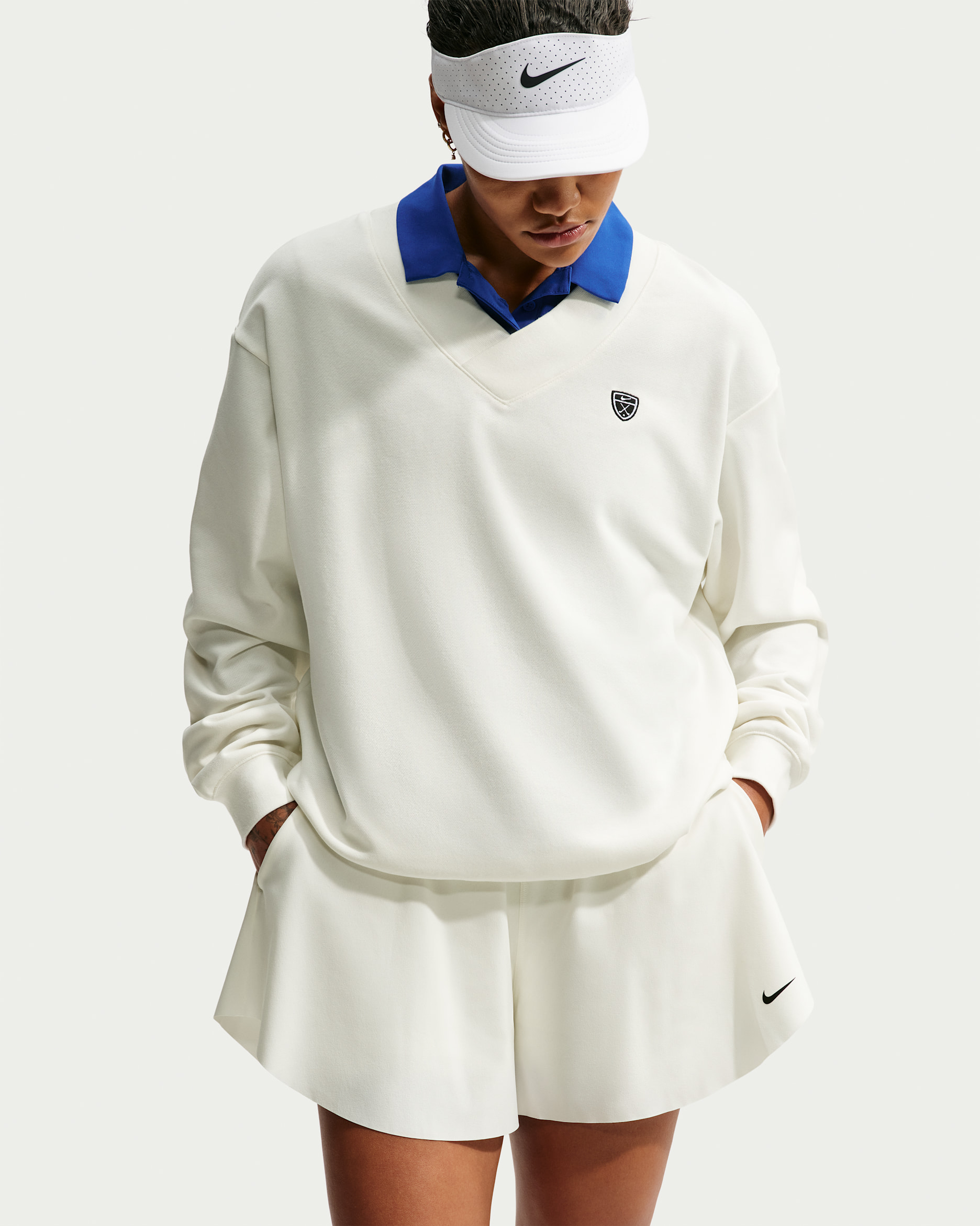 Nike Fairway Fresh Dri-FIT-fleecegolftrøje til kvinder - Sail/hvid