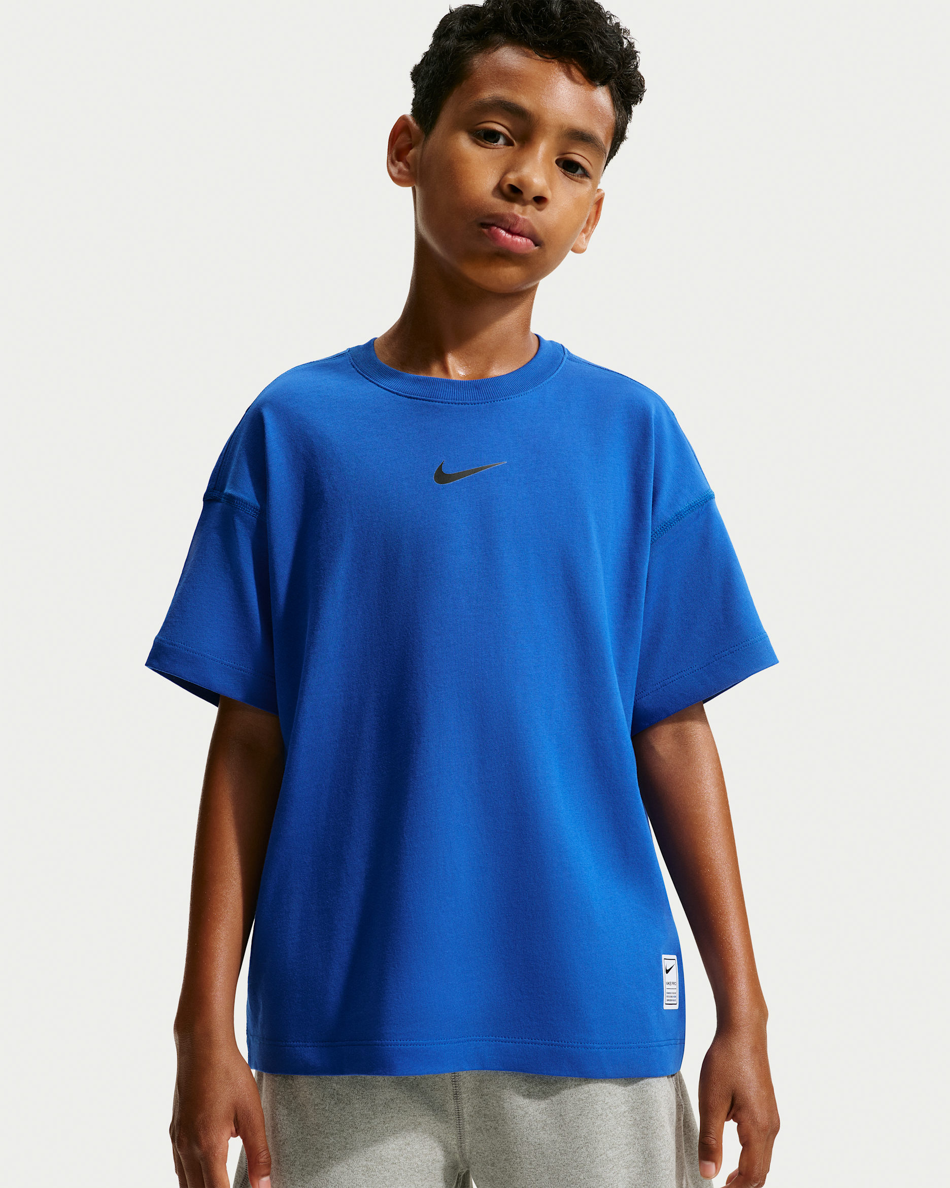 Playera de entrenamiento de manga corta Nike Pro Dri-FIT para niño talla grande - Royal juego/Negro